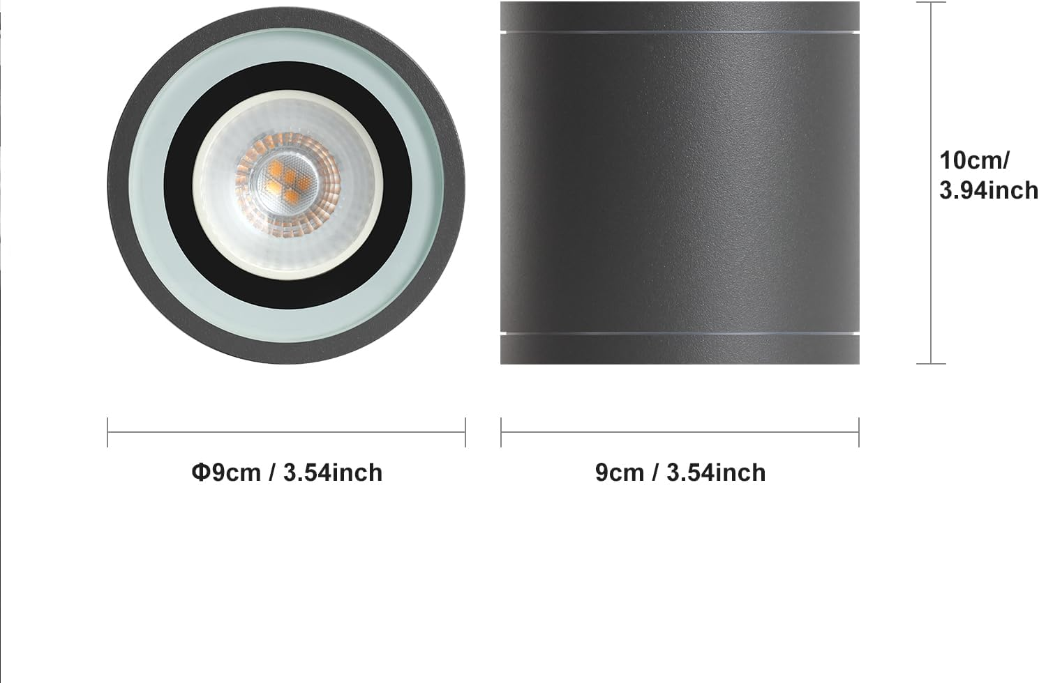 DAWALIGHT Surface Mounted Downlight GU10 5W LED Ceiling Spotlight IP44 Waterproof Outdoor Spot Lights Downlighters for Bathroom Kitchen Garden Living Room Corridor Restaurant, Aluminum, Dark Grey