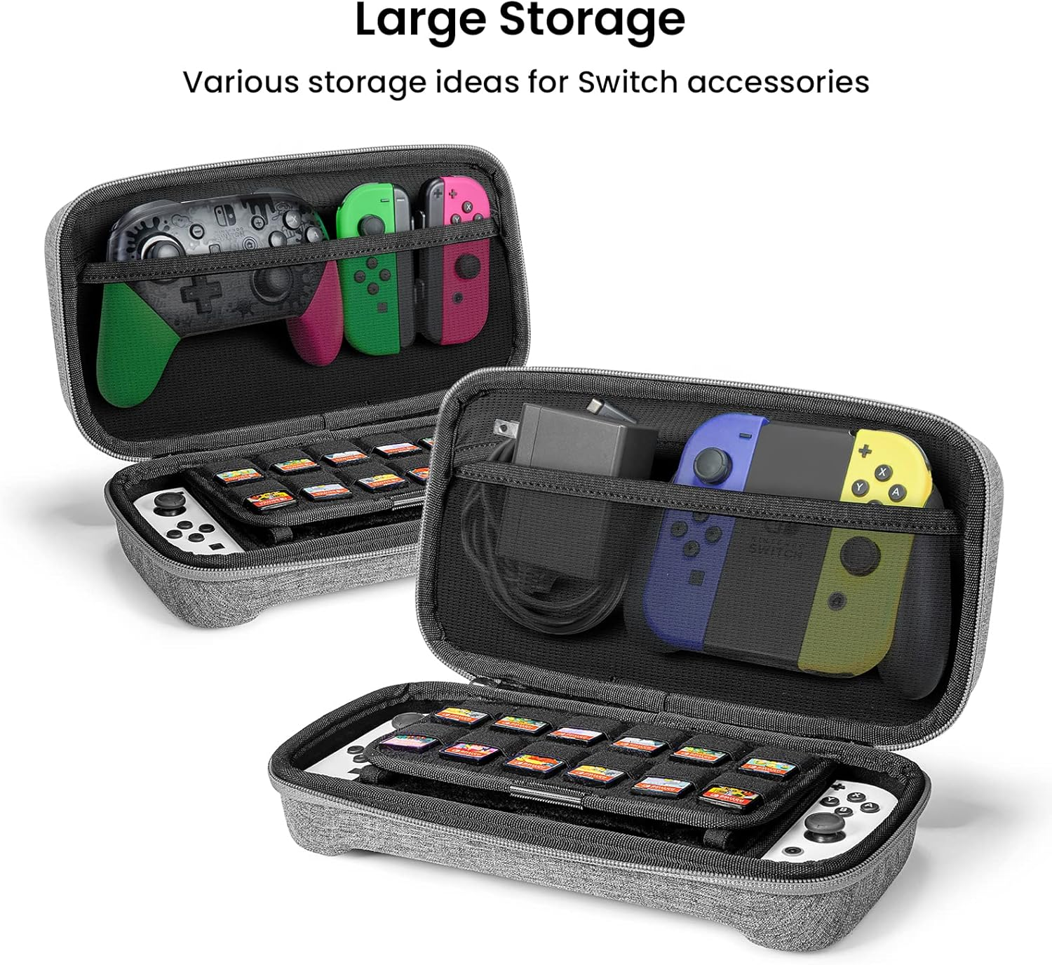 Tomtoc Protective Case for Nintendo Switch Hard Shell Travel Storage Carrying Case Cover Box with 18 Game Cartridges and Handle for Nintendo Switch Console and Accessories image number 2