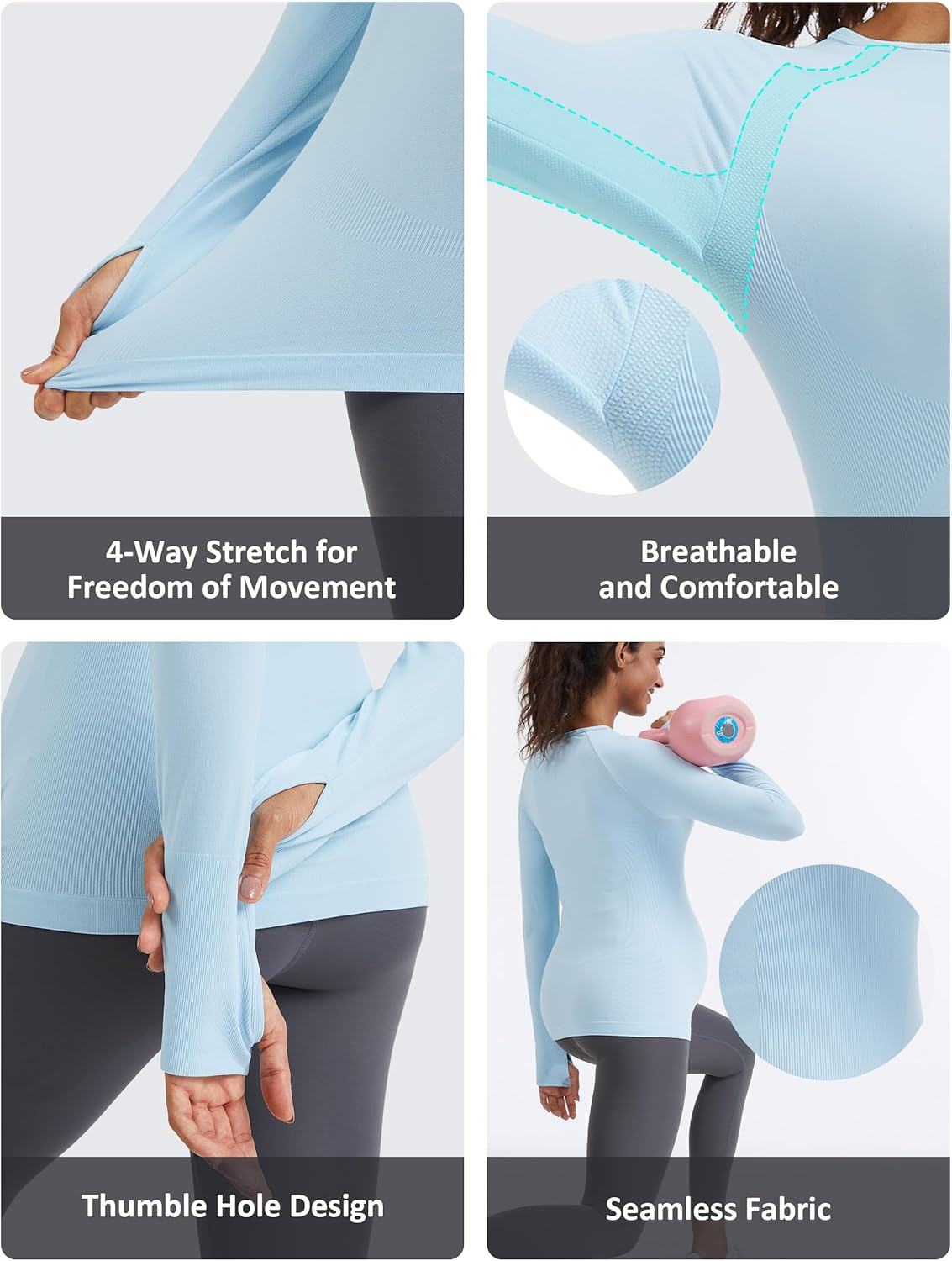 Mathcat Seamless Maternity Shirts Long Sleeve Maternity Tops for Women Pregnancy Shirts Athletic Workout Yoga Casual Tee image number 4