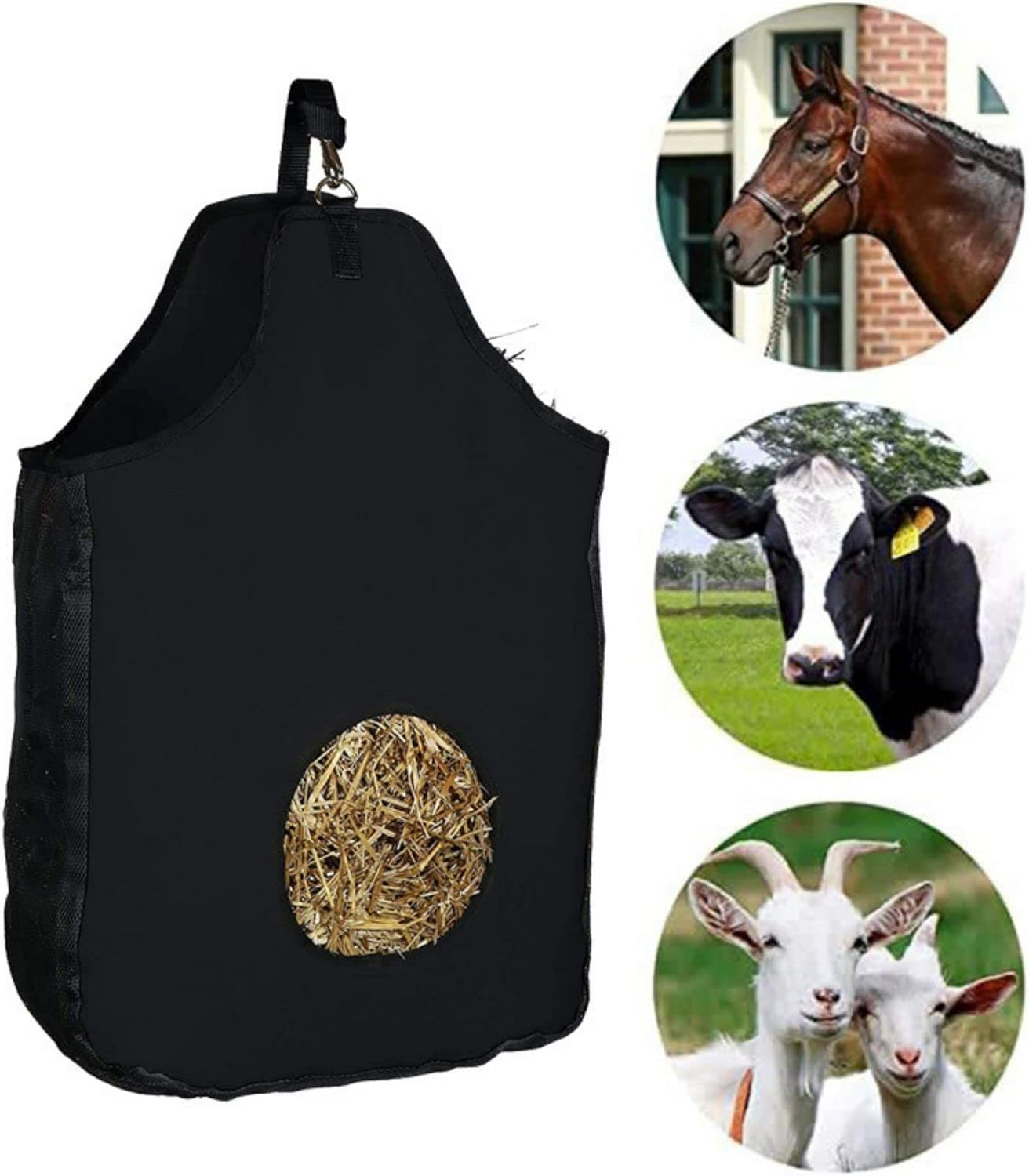 TNBUENO Slow Feeder Hay with Metal Snap Fastener, Hanging Hay Feeder Sack Storage Bag for Horses Goat Cattle Equine Stalls Barn Supplies image number 5