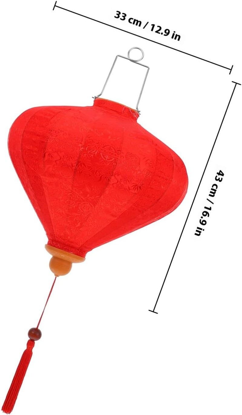 Iplusmile Vietnamese Diamond-Shaped Silk Lantern 12-Inch Red Hanging Lantern Decorative Outdoor Asian Wedding Party New Year Festival Ornament image number 3