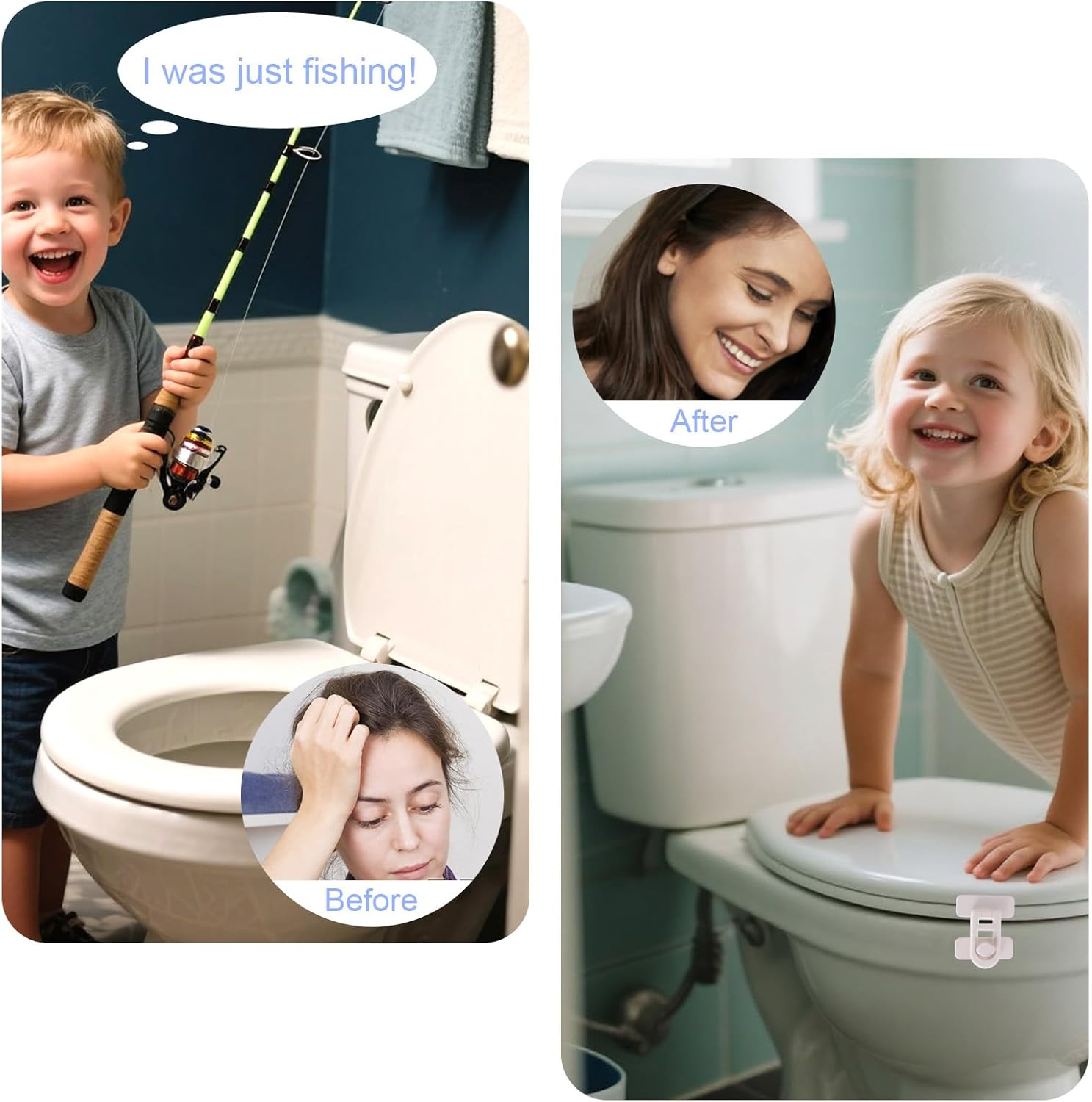 2Pcs Baby Toilet Locks, Plastic Universal One-Handed Operation Toilet Lid Safety Lock for Baby Toddler Child Providing Invisible Protection Easy Installation No Tools Needed(White) image number 4