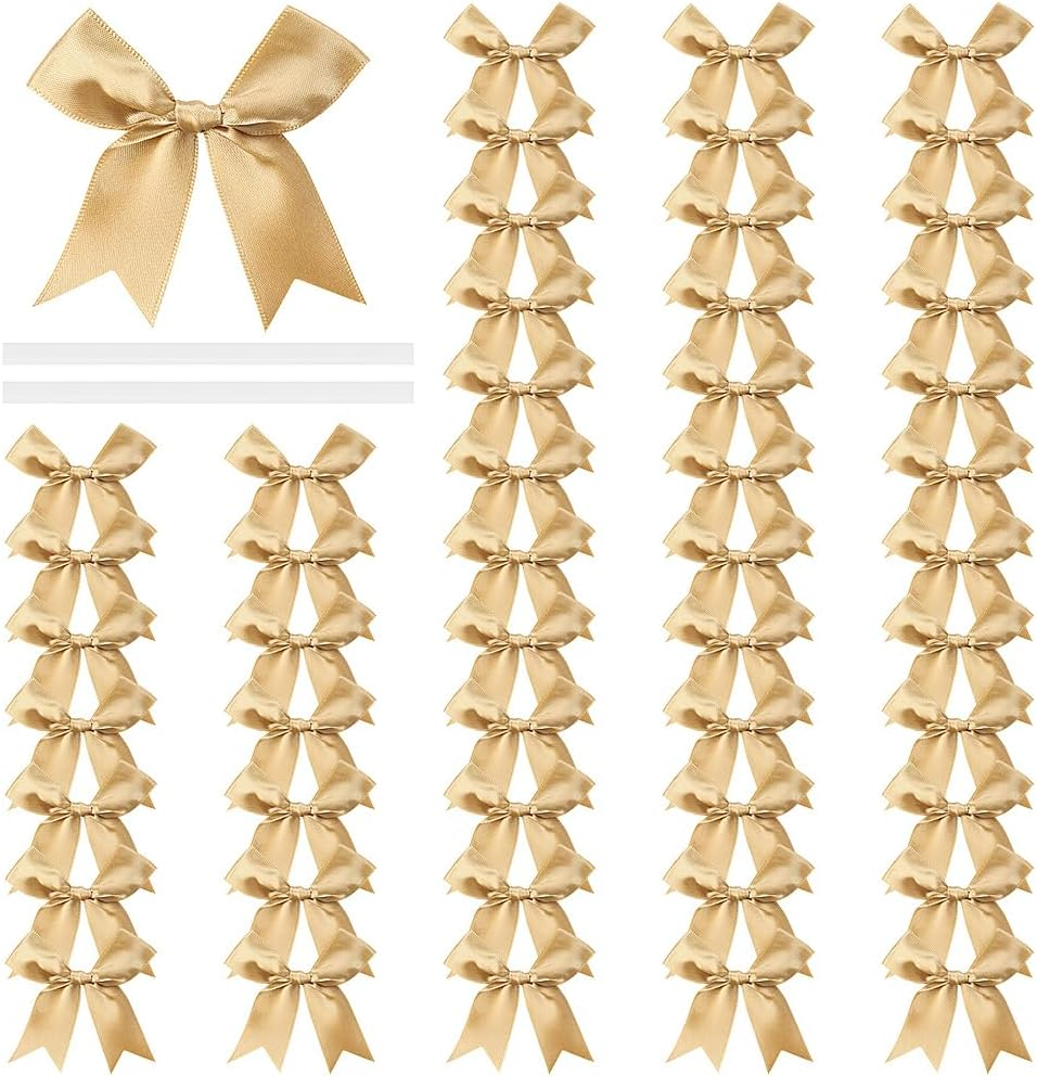 Geli Satin Ribbon Bows, Satin Bows for Gift Wrapping Tied Ribbon Bow, Bakery Candy Bags and Package Decorating Ribbon Bow for Weddings,Birthdays,Christmas,Craft,Gift Packaging (White)