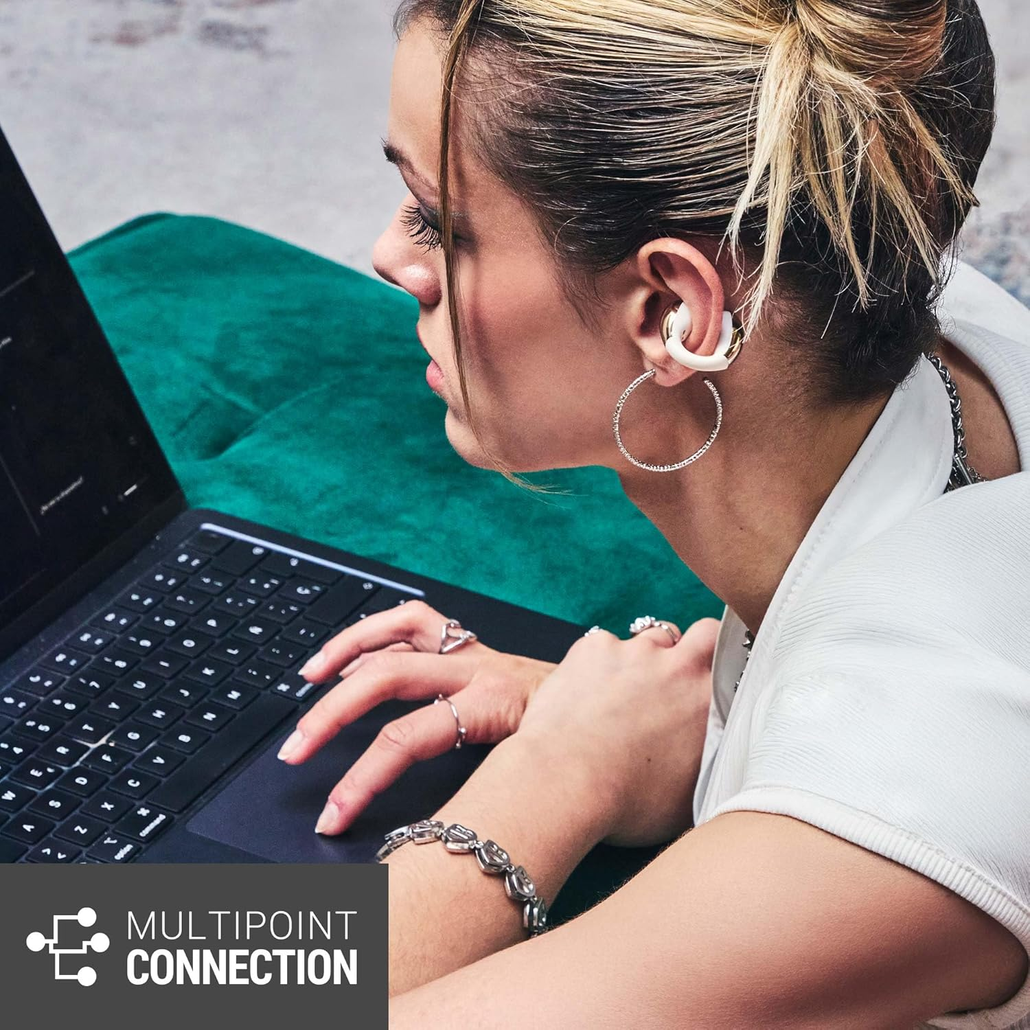 Energy Sistem Coolpods Open Sound Wireless Bluetooth Headphones, 25 Hours Battery, Noise Cancelling for Calls, IPX4, Waterproof, Comfortable and Flexible