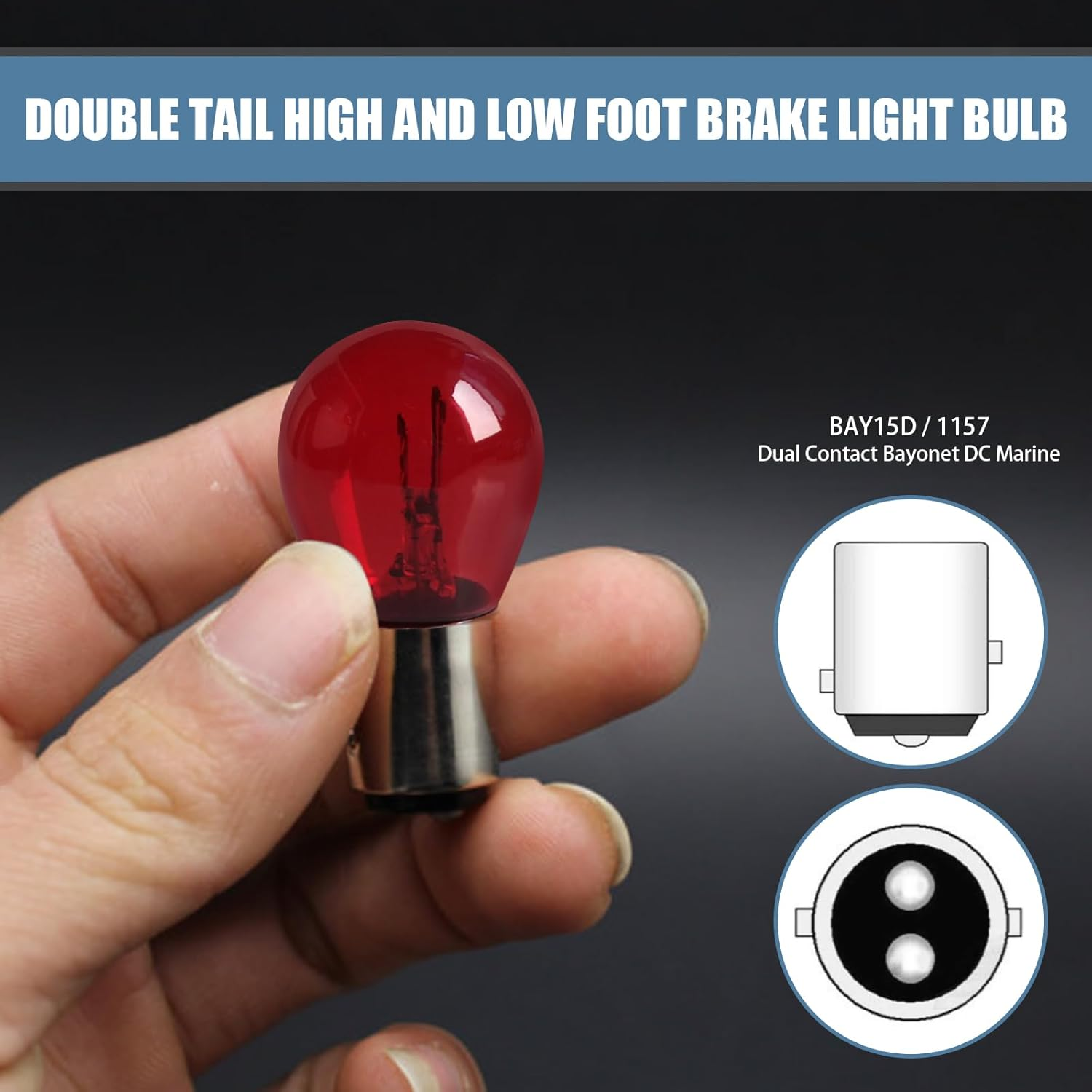 10 PCS Car 1157 P21/5W S25 BAY15D Light Bulb, Double Tail High and Low Brake Light Bulb Turn Signal Light Bulb Longerlife Replacement, Universal Halogen Brake Tail Light Parking Light (Red) image number 6