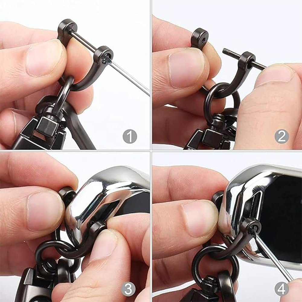 1 PCS Leather Car Keychain - Premium Keyring Compatible with Car Keychains,360 Degree Rotatable with Anti-Lost D-Ring,Screwdriver,Universal Key Chains for Key Fobs for Men and Women