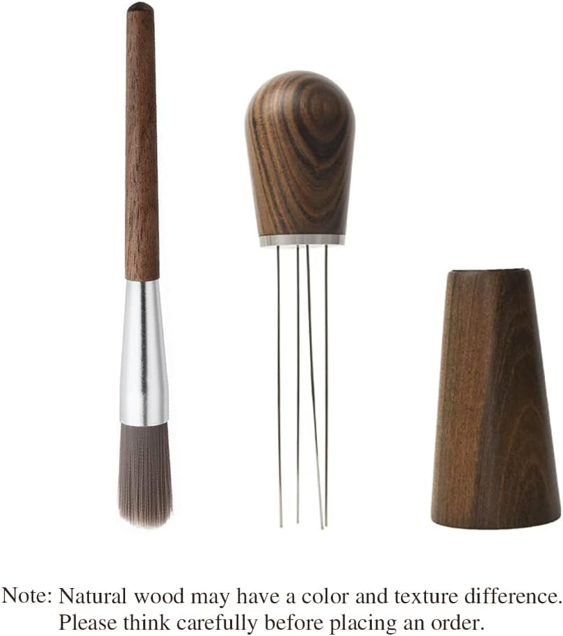 Espresso Coffee Stirrer, Coffee Powder Coffee Stirring Tool for Espresso Distribution, Stainless Steel Needle, Natural Wood Handle and Stand (2PCS Set(1 Brown Sandalwood+1 Brush)) image number 2