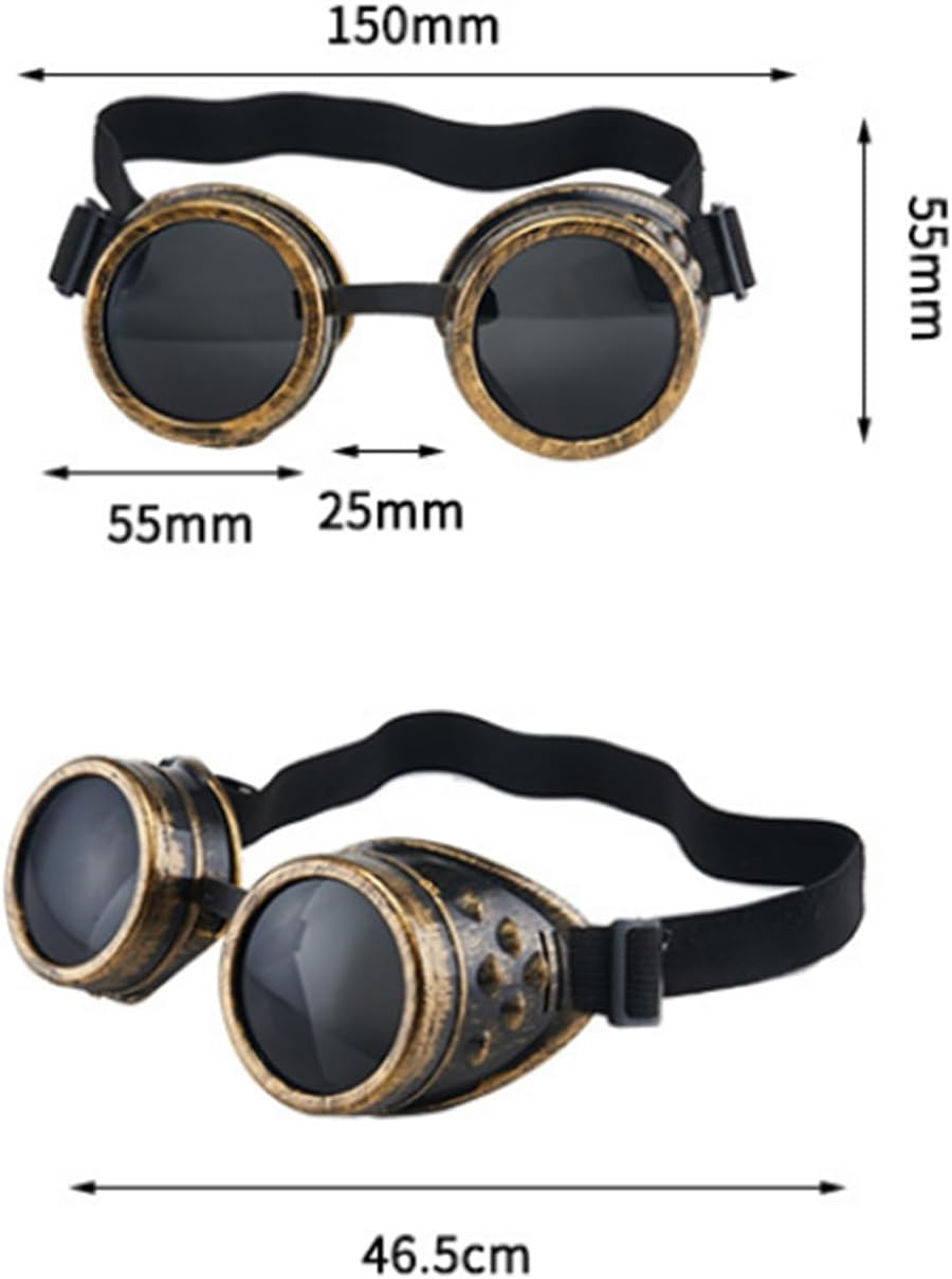 Steampunk Goggles Glasses，Motorcycle Goggles Lenses Ocular Loupe for Party Steampunk Rave Glasses Festival Goggles (Black) image number 4