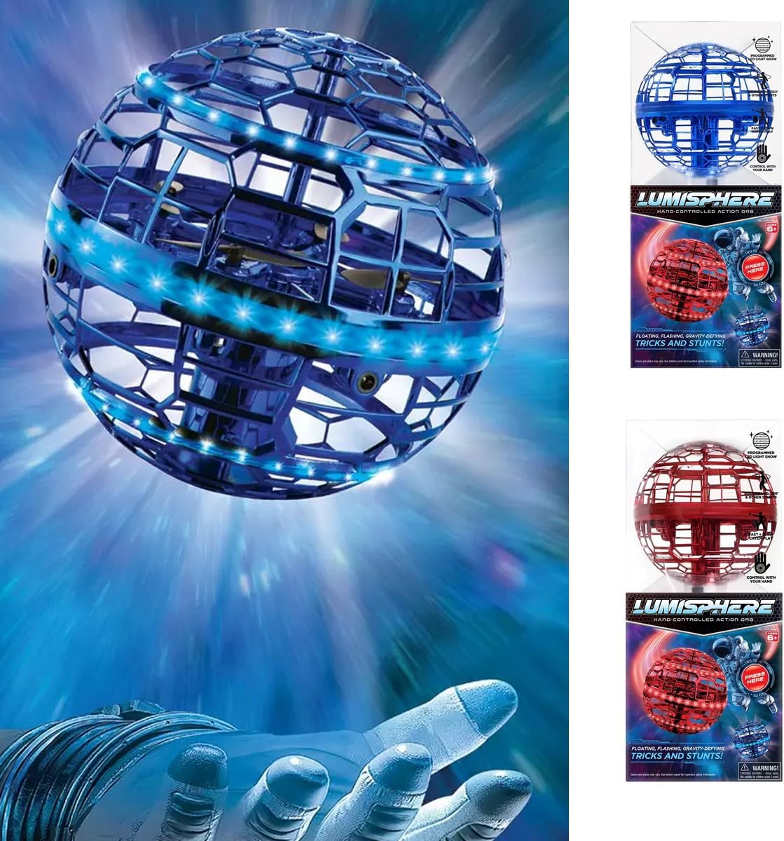 Flying Spinner with LED Lights Assortment (6+) Hoverstar Lumisphere Flying Orb (Red) image number 4