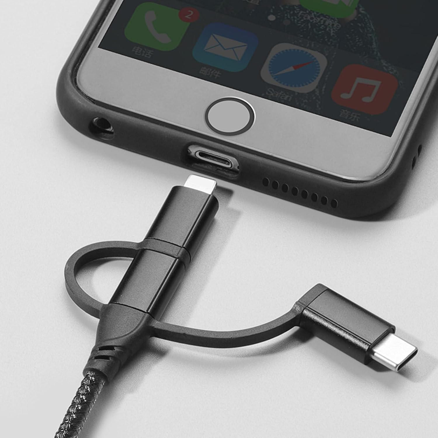 Multi Charging Cable, USB A/USB C Multiple Charger Cable Braided 5 in 1 Fast Charging Cord with Type-C/Micro USB/IP Port for Phone 16 15 14 13 12 11 Samsung Galaxy Tablets Android and More- 1M - White image number 7