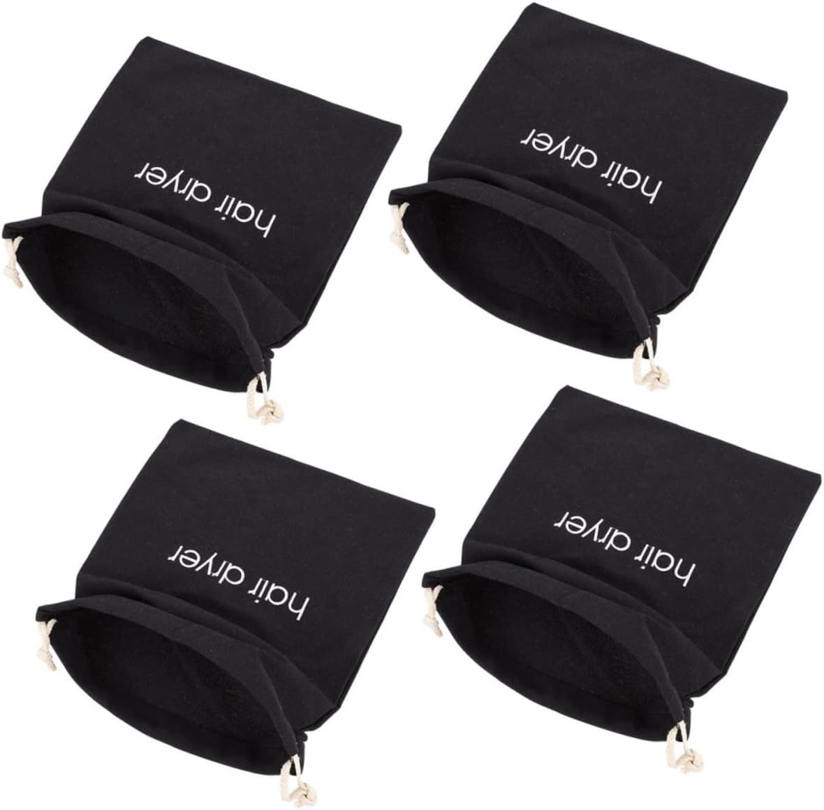 Healvian 4Pcs Drawstring Storage Bags for Hair Dryer Canvas Holders for Easy Organization Practical Scratch Design for Home and Travel Use