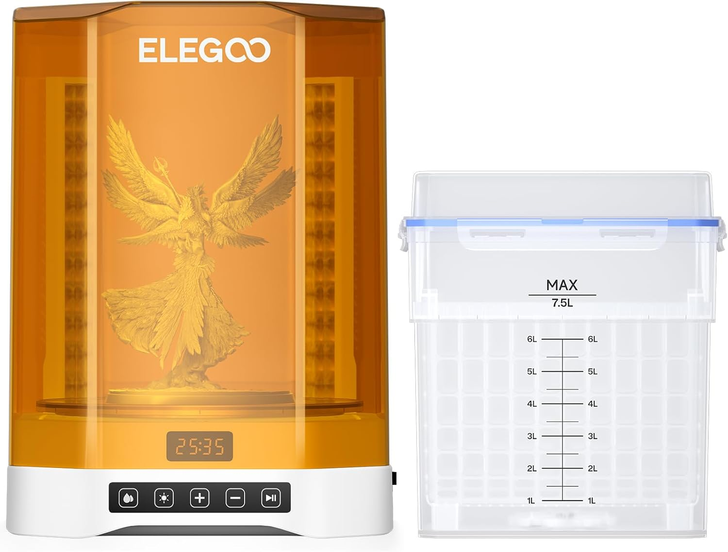 ELEGOO Mercury plus V3.0 Wash and Cure Station, 7.5 L Large Capacity, Compatible with Mars Saturn Photon Halot MSLA LCD DLP 3D Printers image number 1