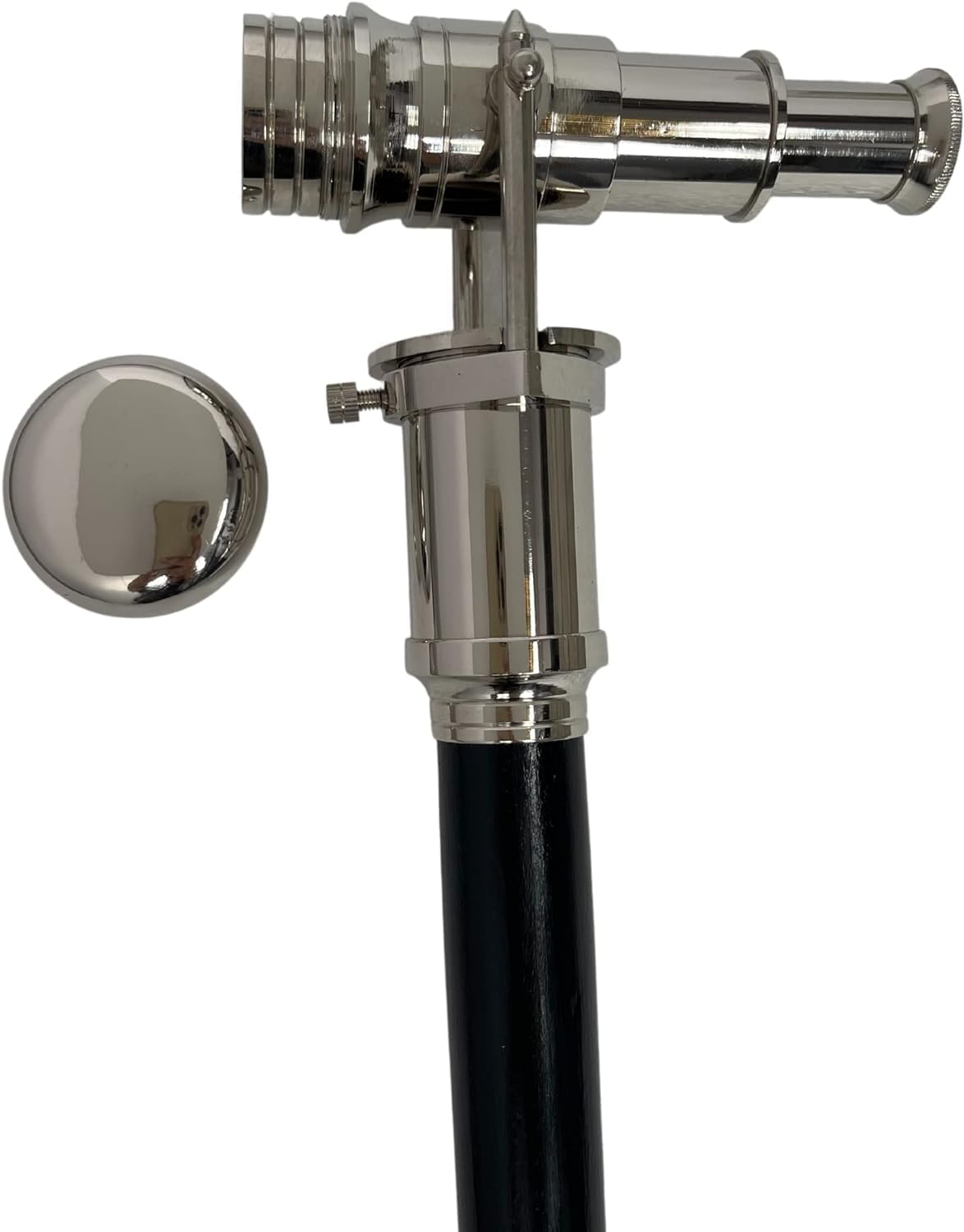 Vintage Style Walking Cane Wooden Walking Stick Silver Handle Knob Walking Stick W/Brass Telescope Handle Collectible Cane image number 4