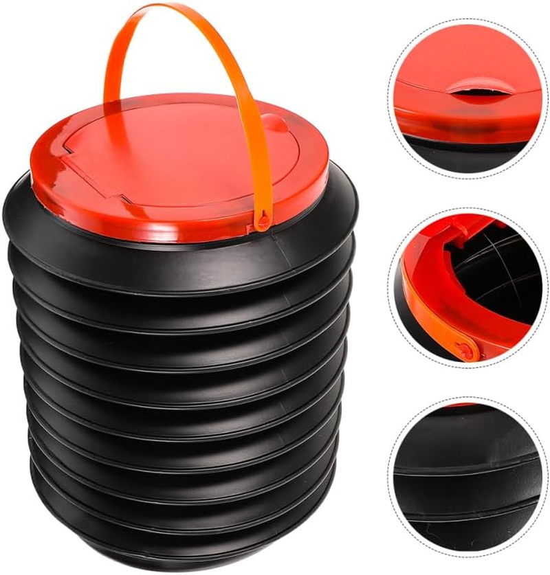 Yardwe Collapsible Bucket with Handle Lid, 2Pcs Foldable Fishing Bucket 4L Plastic Water Pail Small Outdoor Trash Can Camping Garbage Bin for Picnic Beach Garden