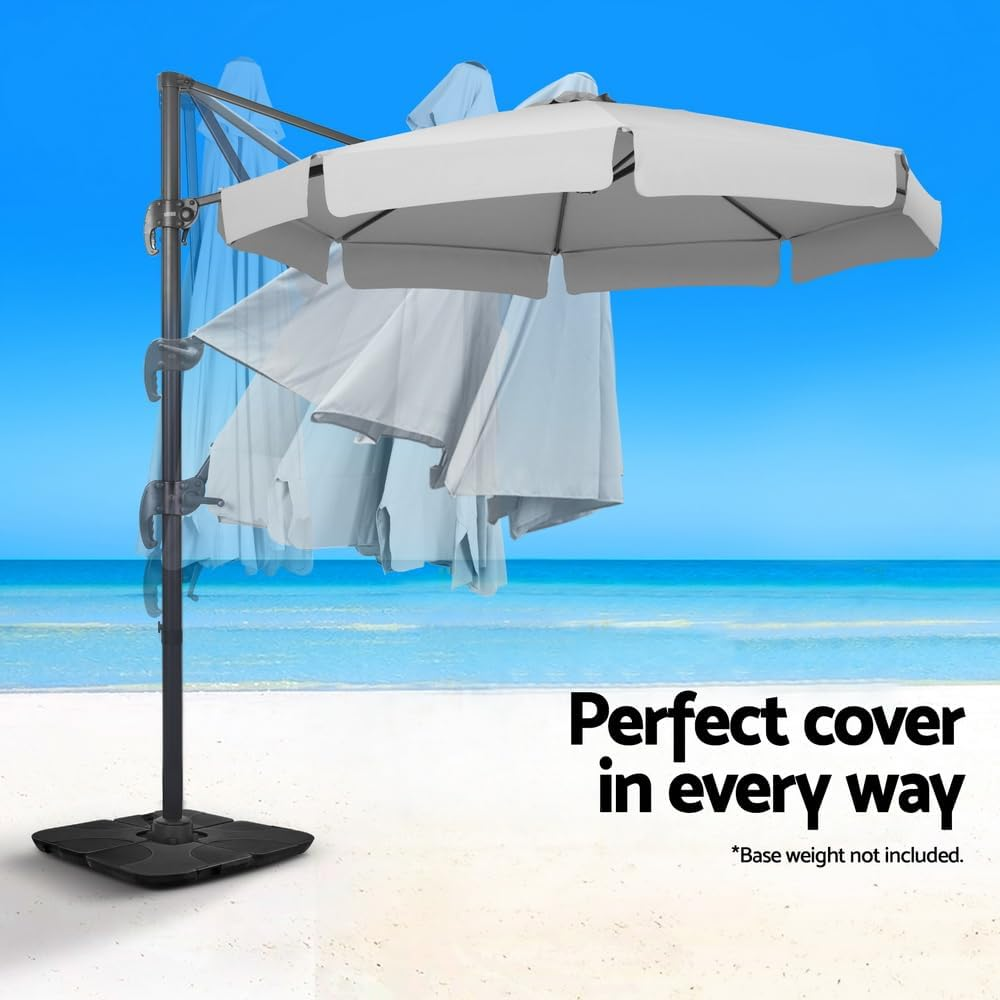Instahut Outdoor Umbrella 3M Umbrellas Cantilever Stand Sun Roma 360 Degree Grey image number 2