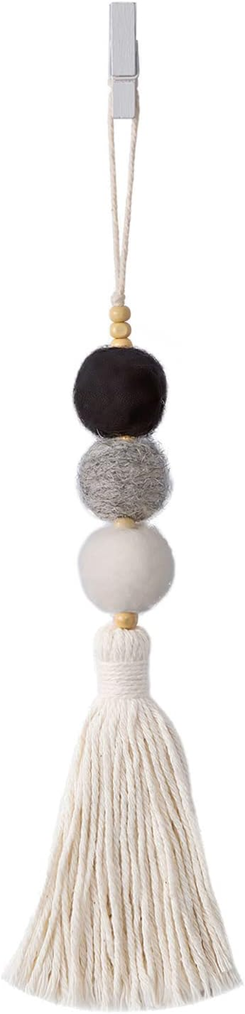 Colorful Felt Ball Car Diffuser Essential Oil Bead Aromatherapy Car Vent Diffuser Boho Tassel Hanging Car Charm Vent Clips Car Interior Decor Air Freshener (Black) image number 2