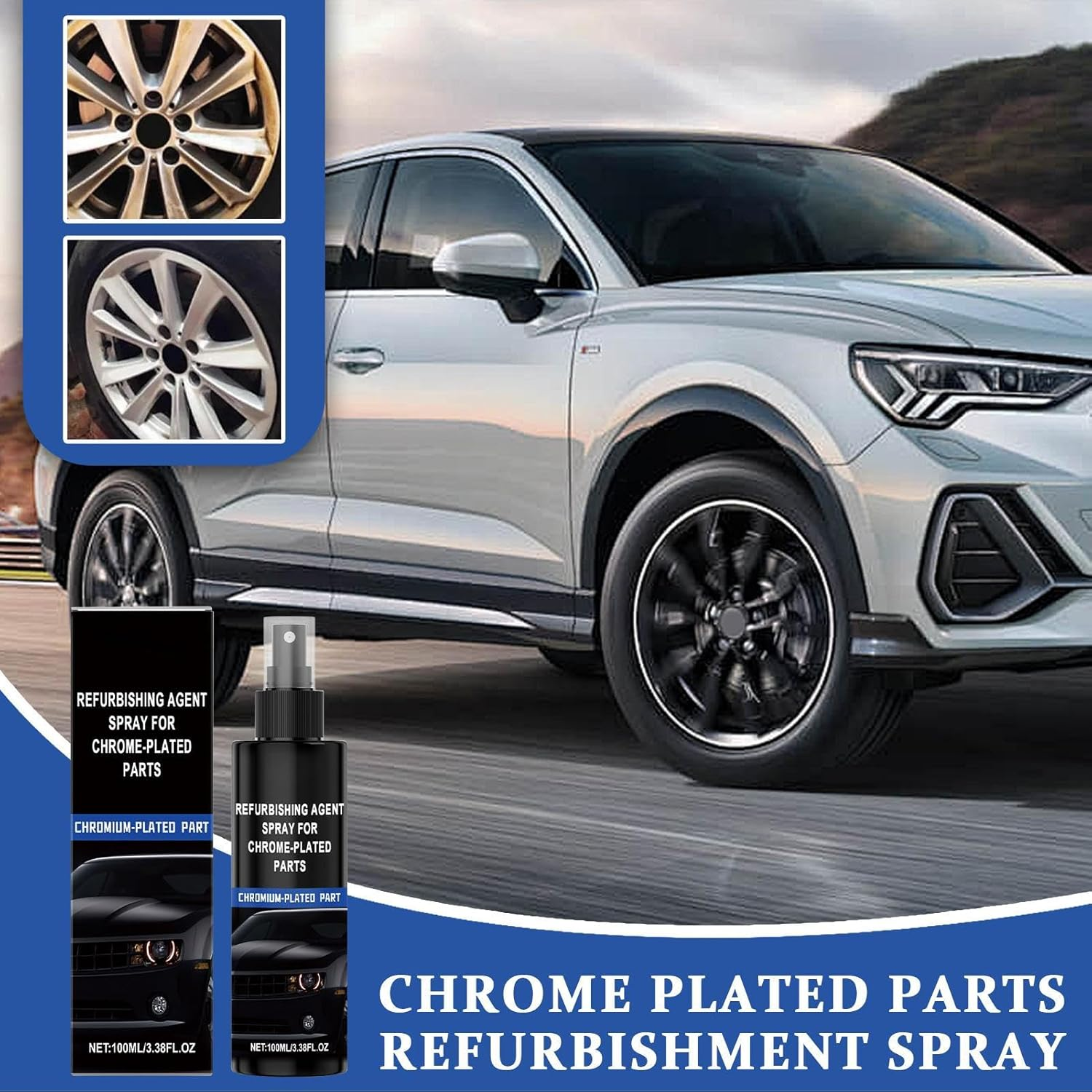 Refurbishing Spray for Chrome Plated Parts | Vehicle Chrome Parts Refurbishing Agent Spray - 100Ml Automotive Maintenance Liquid for Renovation Home Fence Door Handle Garage image number 5