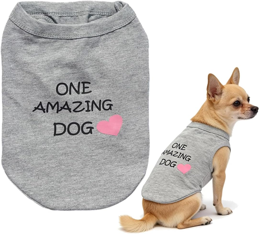One Amazing Dog Print Cotton Doggy Vest, Funny Wording Girl Dog Shirts, Hot Pink Tank Top Clothes for Dogs Cats Puppies (Neck Girth 12.99'')