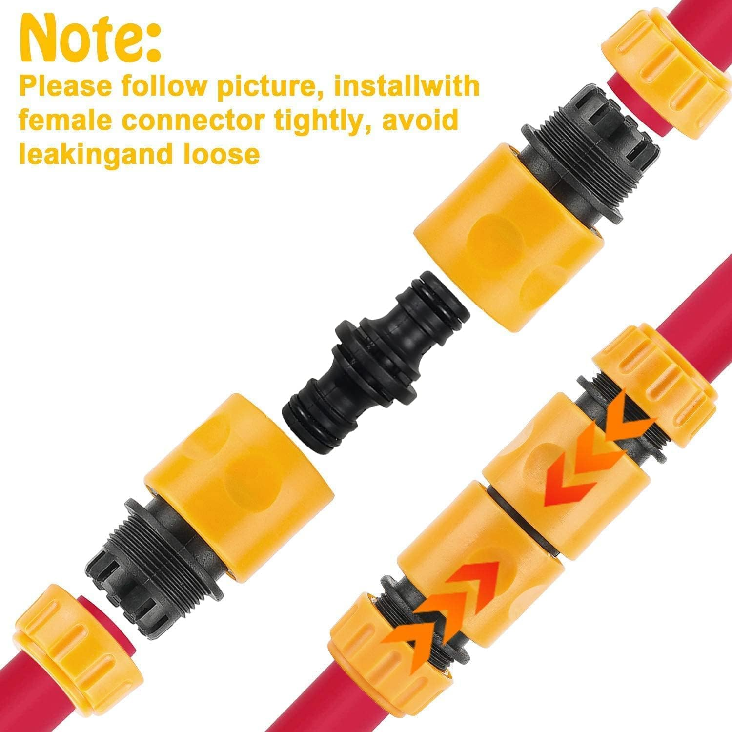 MLUOTALY Garden Hose Quick Connector Kit for 3/4 Inch or 1/2 Inch Hose, Plastic Water Hose Fittings Male and Female Connectors Hose Adapters with Rubber Washer (#03) image number 4