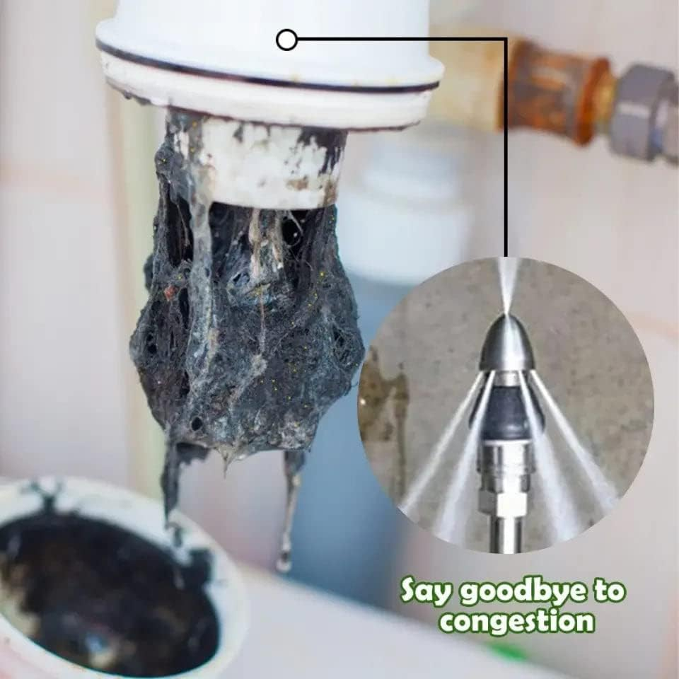 2025 Sewer Cleaning Tool High-Pressure Nozzle, Drain Augers, Sewer Pipe Dredging and Cleaning Tools for Pipe Unclogging - Drain Clog Remover | Hair Clog Remover | Toilet Clog Remover (A) image number 1