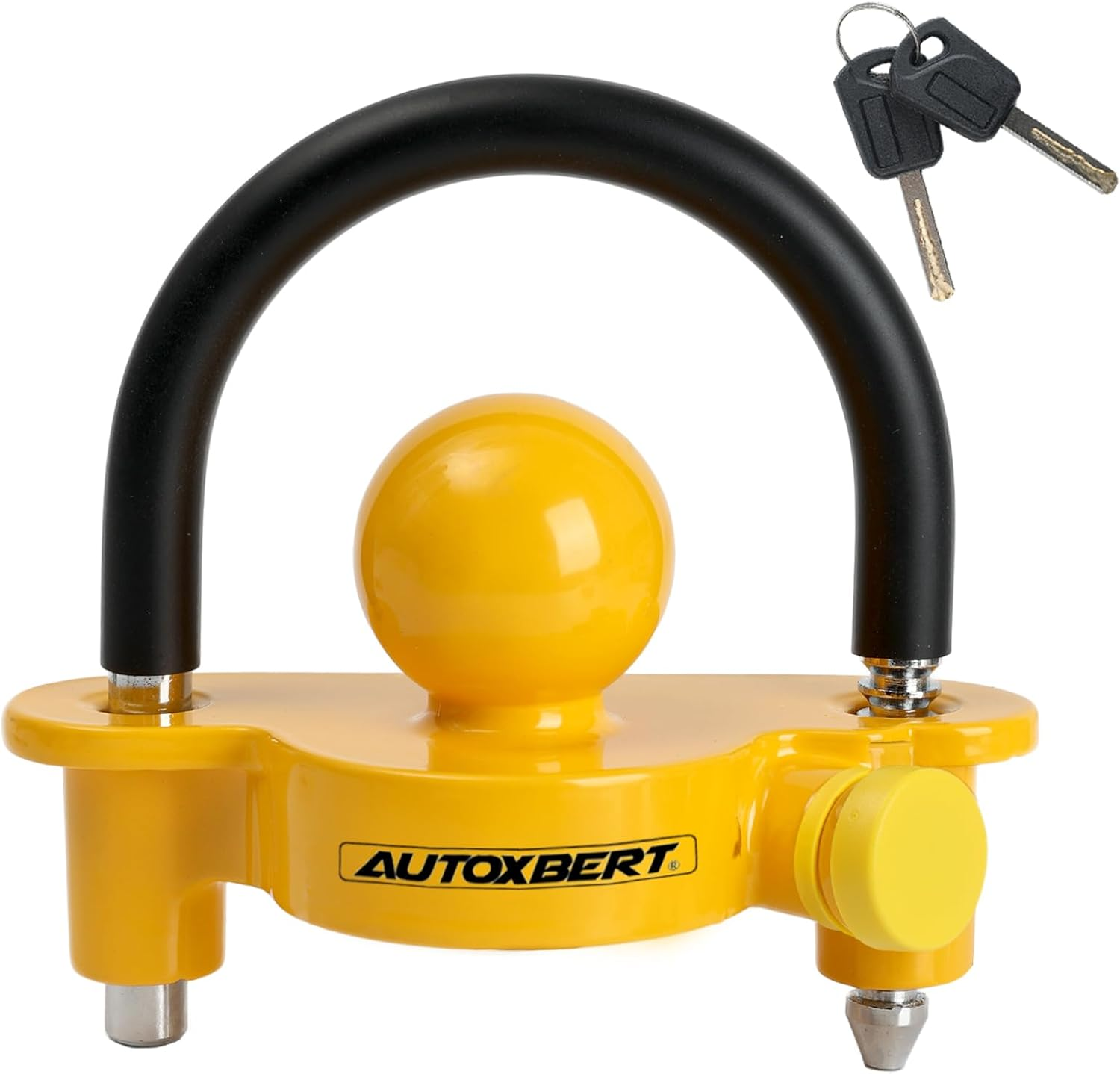 Universal Trailer Coupler Lock Anti-Theft Ball Hitch Trailer Lock Adjustable Security Heavy Duty Caravan Lock Fits 1-7/8",2&rdquo;, 2-5/16" with Protective Cover and Keys