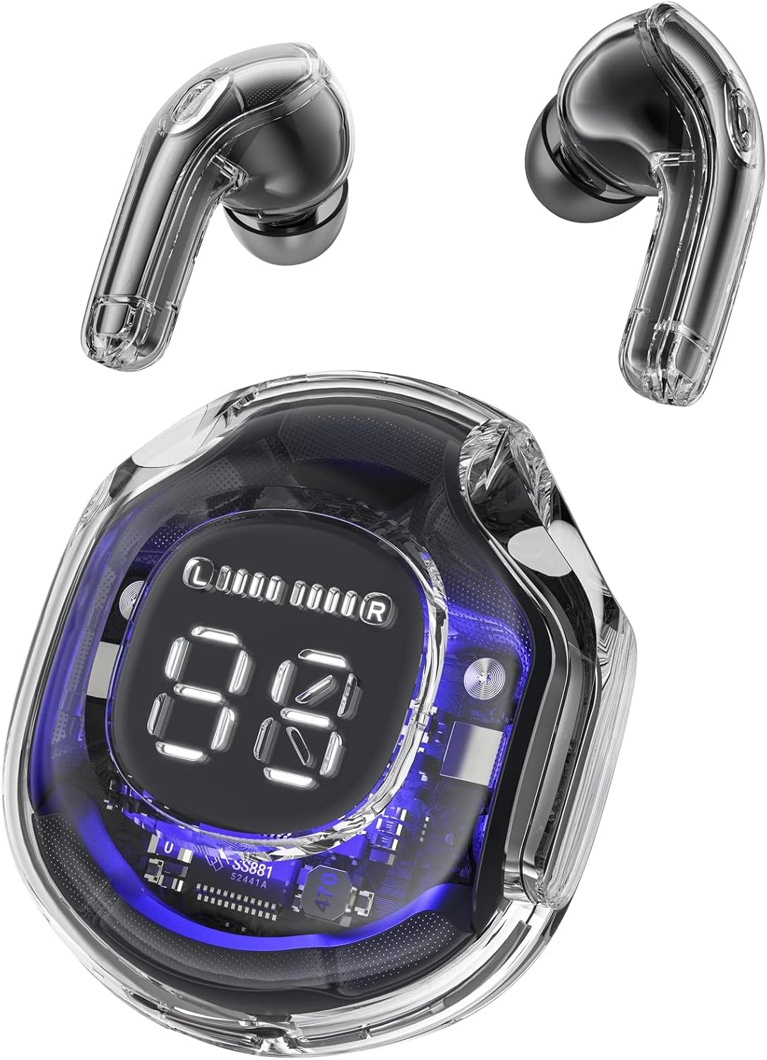 Acefast Crystal Color Wireless Bluetooth Earbuds Noise Canceling T8 (Black)