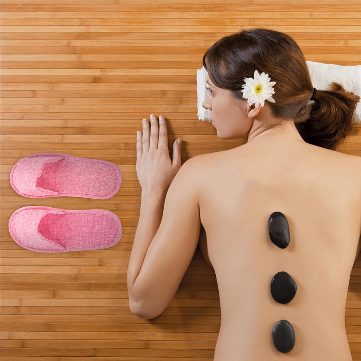 Baluue 10Pairs Fleece Linen Slippers Disposable for Men Women Guest House Slippers