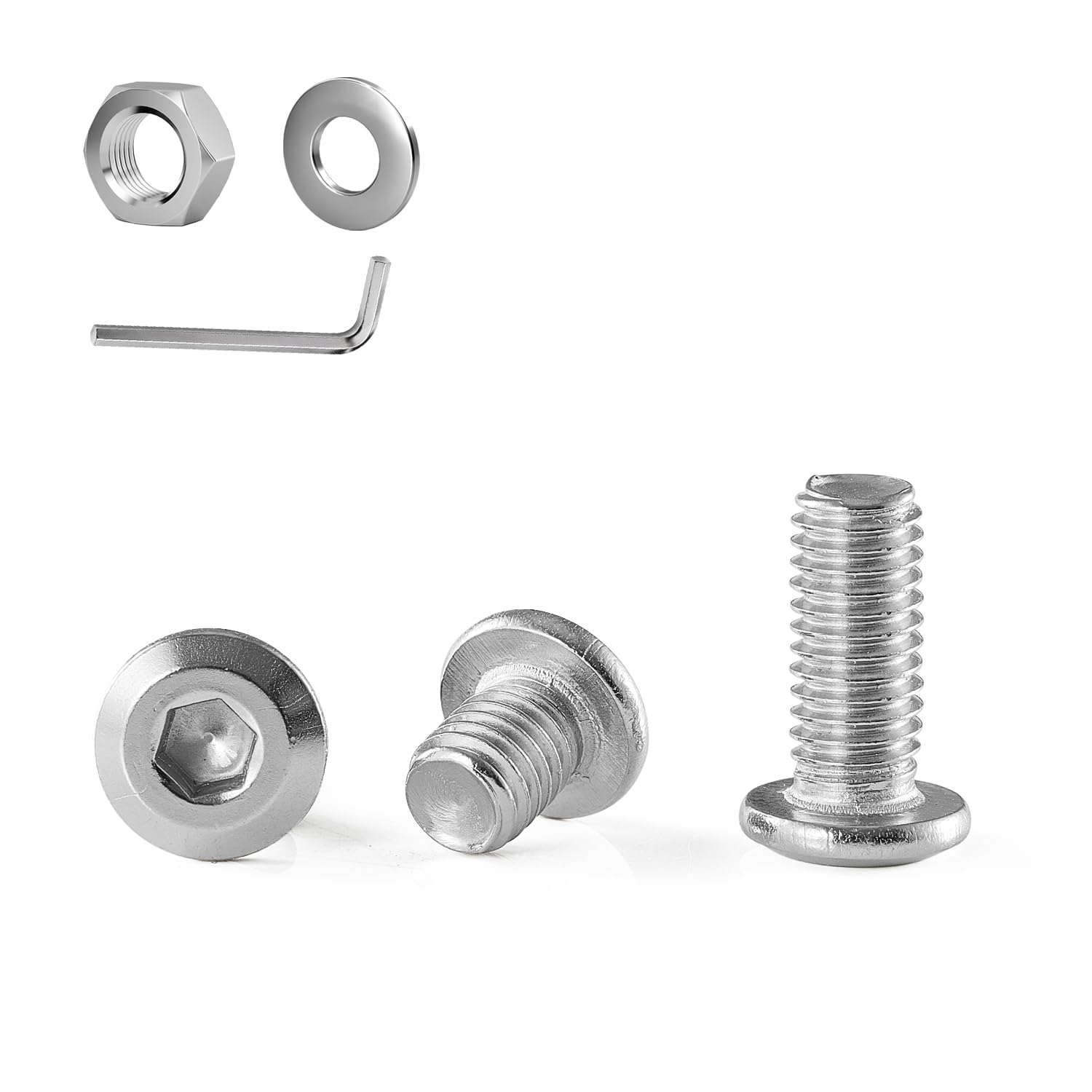 GOHODOMINO M5&times;12Mm Flat Head Socket Cap Screws Bolts, Nuts, Flat Washers, 20Pcs, 304 Stainless Steel, Black Oxide, Allen Socket Drive, with Hex Spanner