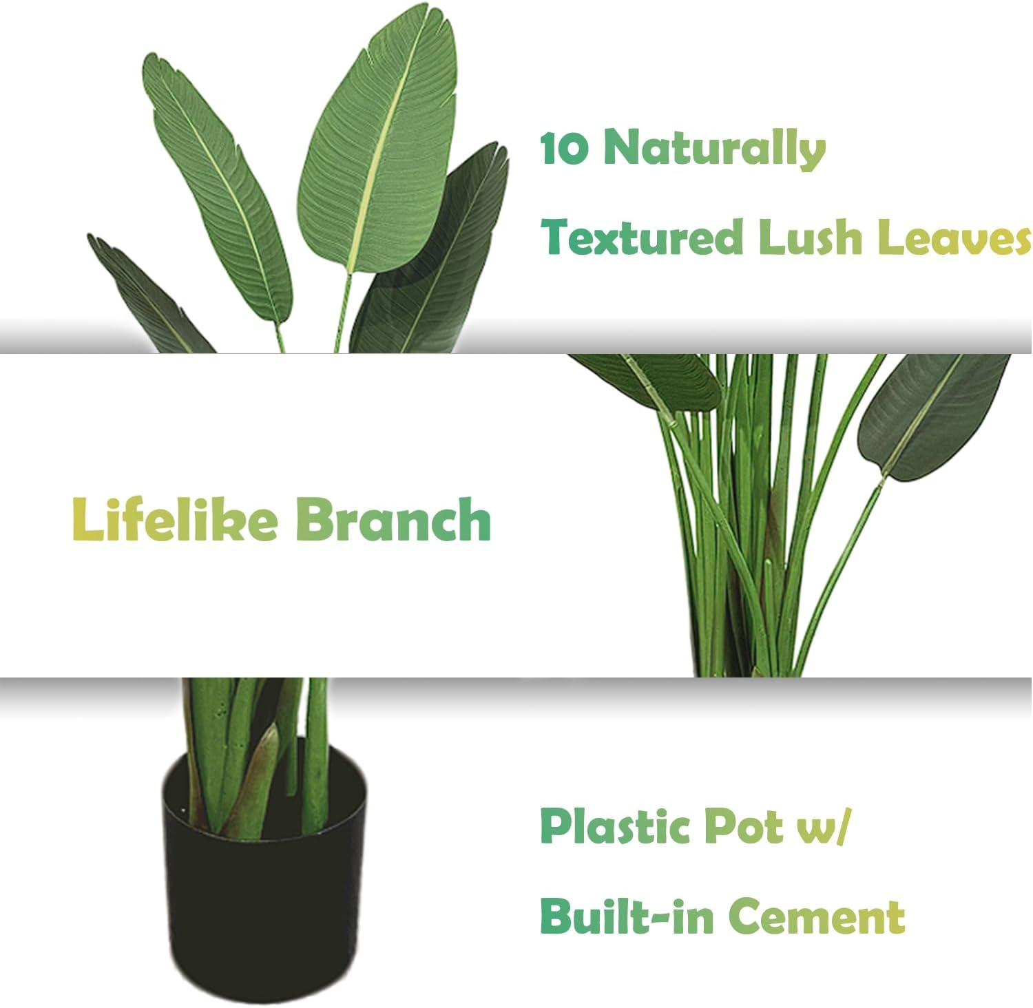 Artificial Bird of Paradise Plant - Realistic Faux Tropical Artificial Plants, Tall Fake Plants Potted Tree for Indoor Home Decor, Office, Maintenance-Free Greenery (5.25Ft/160Cm) image number 2