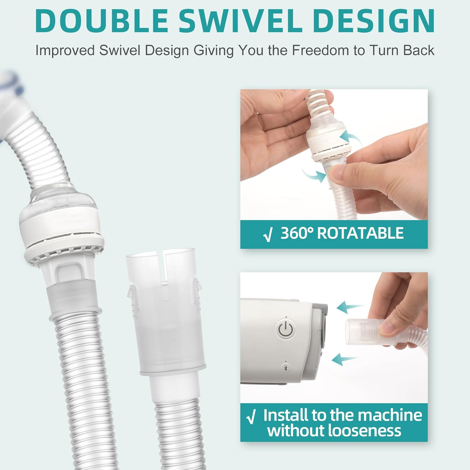 2 Packs Replacement CPAP Hose Compatible with Airmini, 2 Packs Replacement Long Tube, Avoid Leakage and Reduce Noise, Great Value Supplies by Airsmart. image number 2