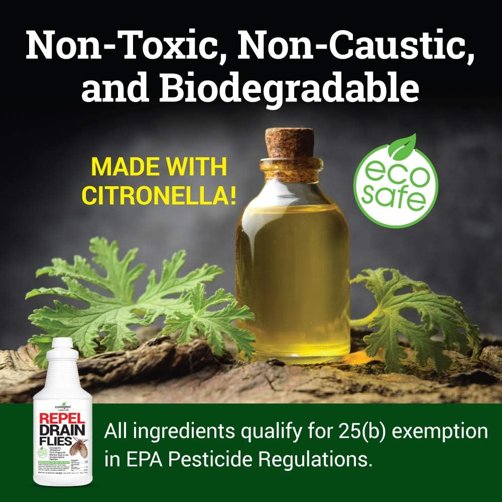 Covington Drain Fly Killer, Natural Fruit Fly Treatment, Eliminates Odor and Drain Flies for Kitchen and Bathroom Sinks, Say Bye to Pesky Drain Flies, Fruit Fly Killer, Odor Eliminating image number 1