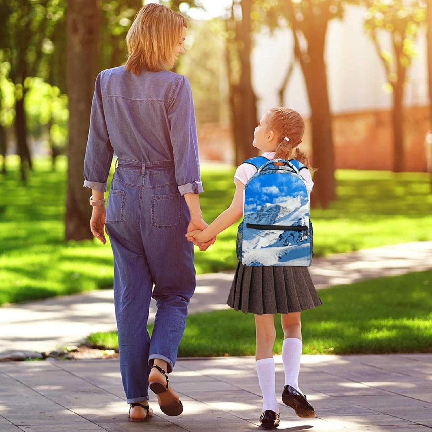 Snowy Winter Landscape of a Ski Resort Backpack Students Shoulder Bags Travel Bag College School Tote Backpacks image number 3