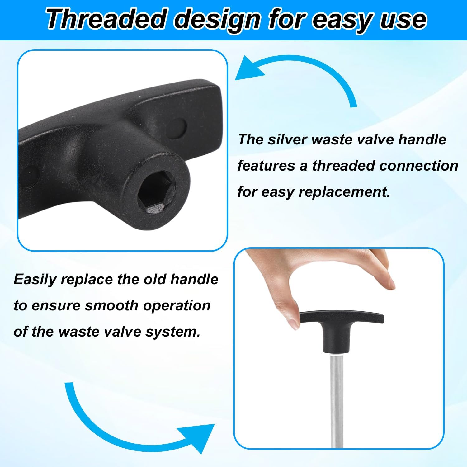 2Pcs RV Waste Valve Handle Kit, RV Sewer Valve Handle with 4 Nuts 2 Screws 2 Gaskets for Camper Sewer Tank Accessories image number 1