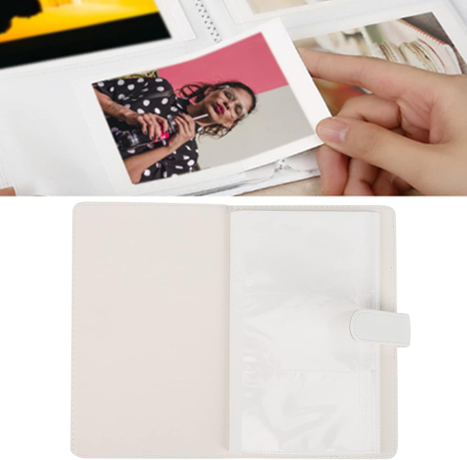Jectse Mini Photo Album, 3 Inch 96 Pockets Small Album Photocard ID Holder, Portable Kpop Holder Book Cute for Camera (White) - Purple image number 2