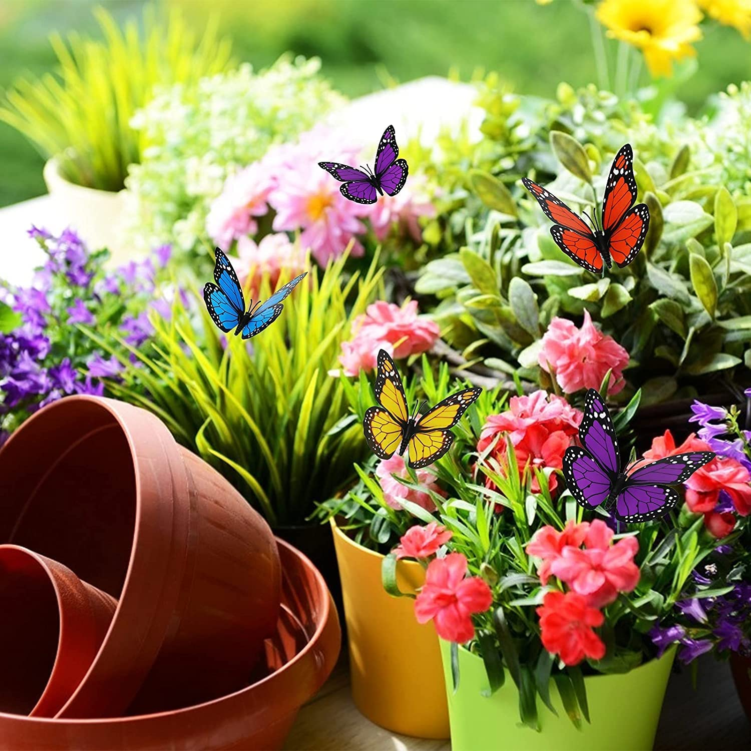 100 Pcs Butterfly Stakes, Waterproof Butterflies Stakes Garden Ornaments & Patio Decor Butterfly Party Supplies Yard Stakes Decorative for Outdoor Christmas Decorations image number 1