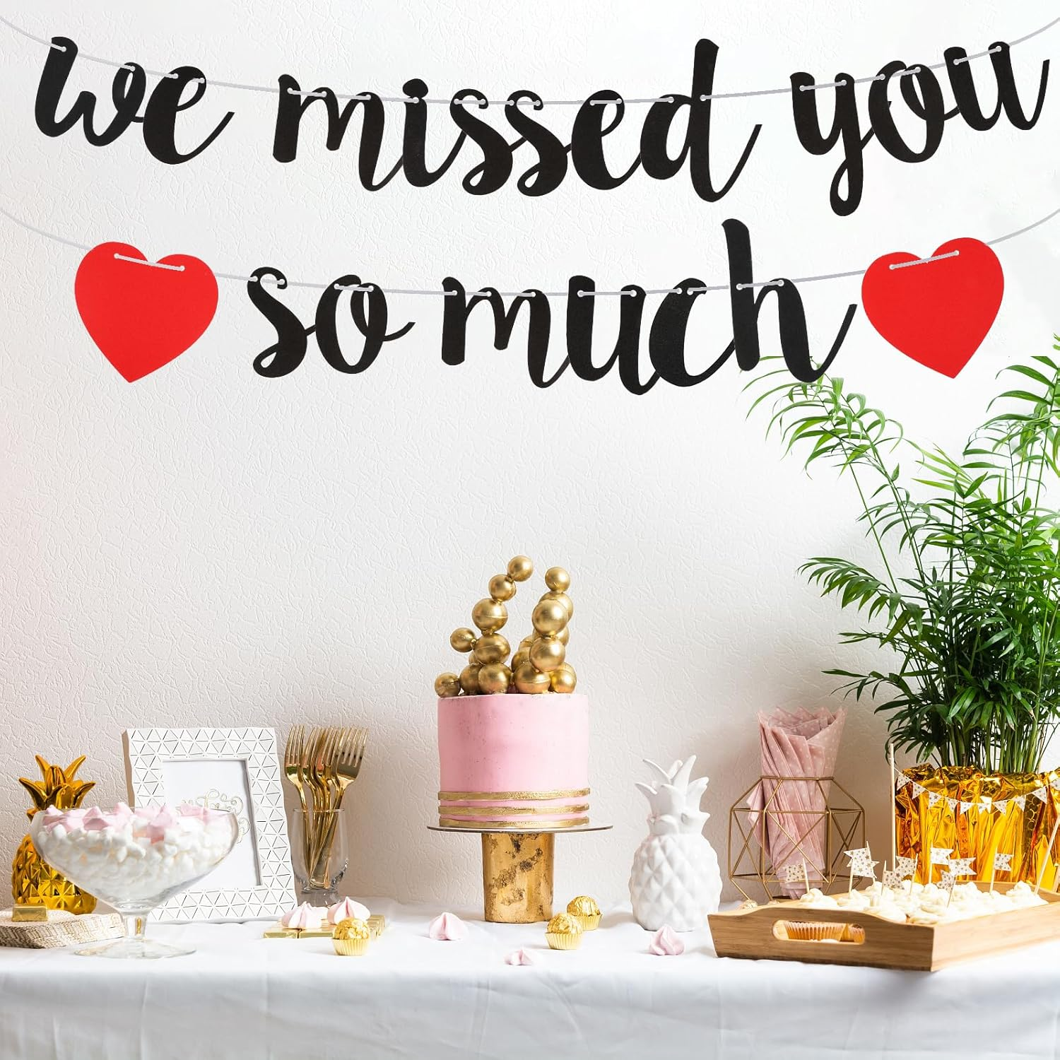 Welcome Home Banner - We Missed You so Much - Decorations for Family Reunion, Friends Back, Military, Graduation, Happy Friendsgiving Sign (Black) image number 4