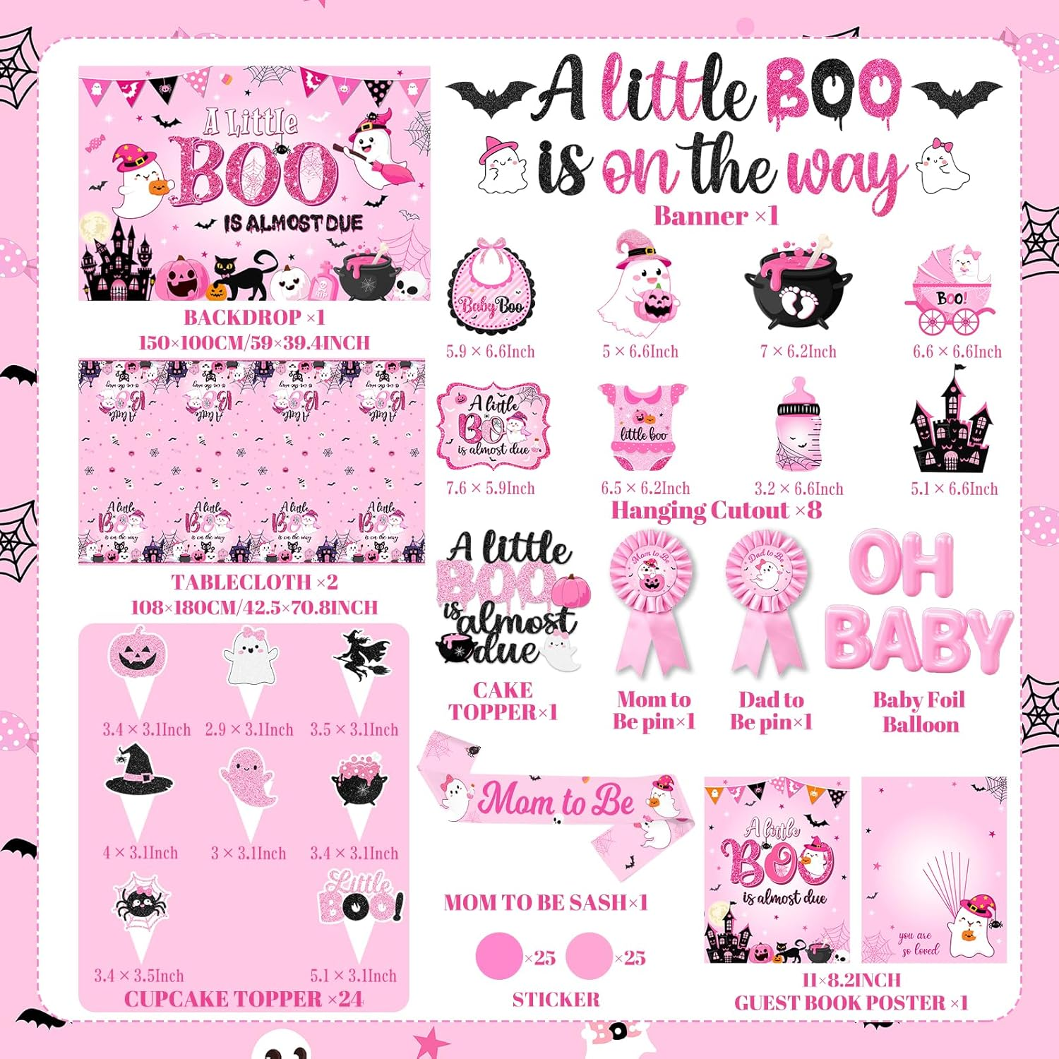 Boo Baby Shower Decorations (Pink)