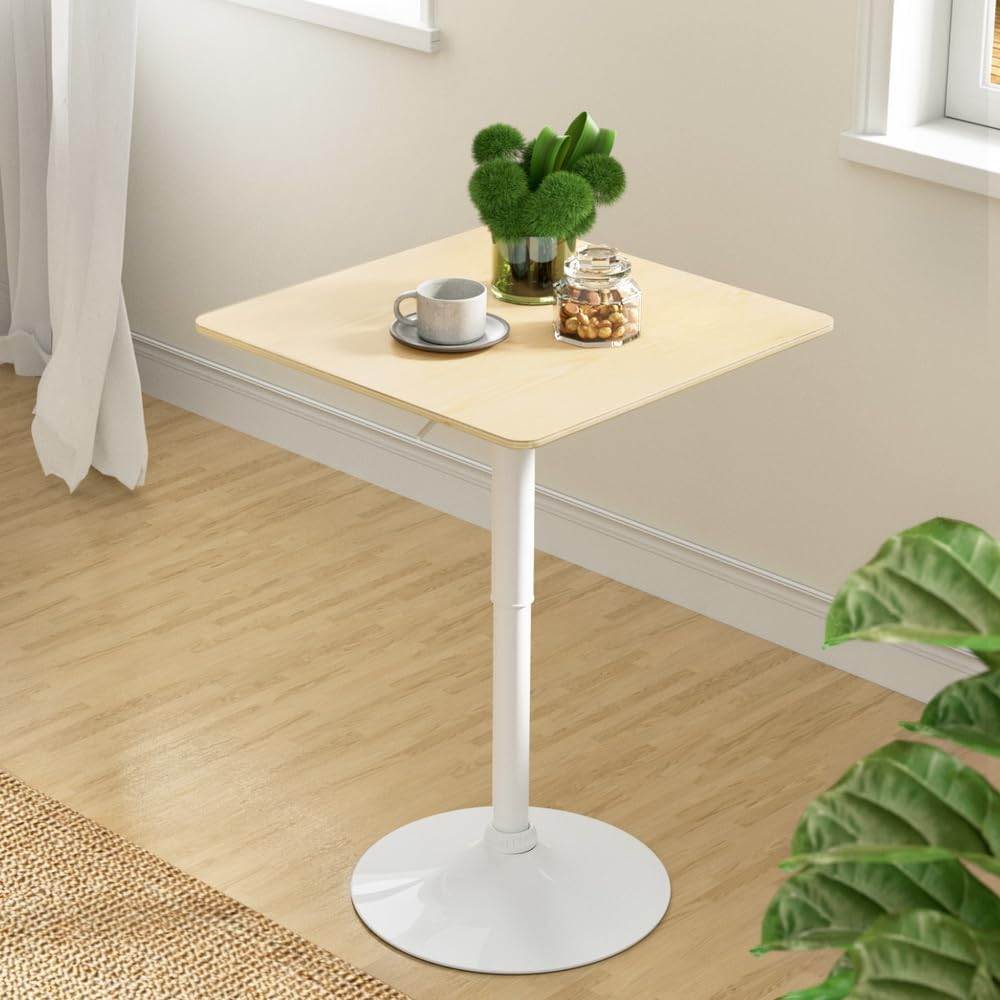 Artiss Bar Table Swivel Base Gas Lift Counter Dining Table 60CM Square Pine image number 5