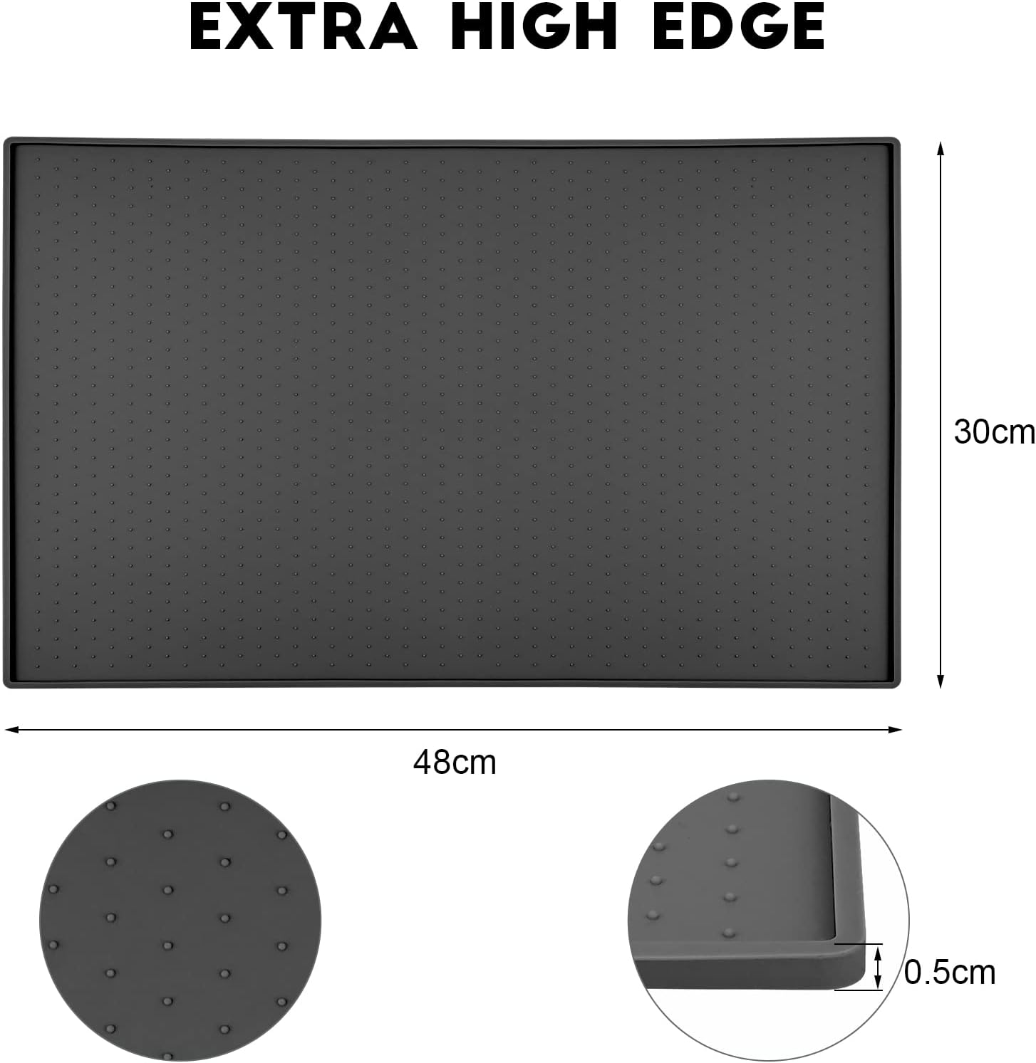 Silicone Mat under Coffee Machine, Non-Slip Mat for Fully Automatic Coffee Machine, Barista Accessories with Granules Design for Stabilising the Coffee Machine and Protecting the Table Top (Black) image number 1