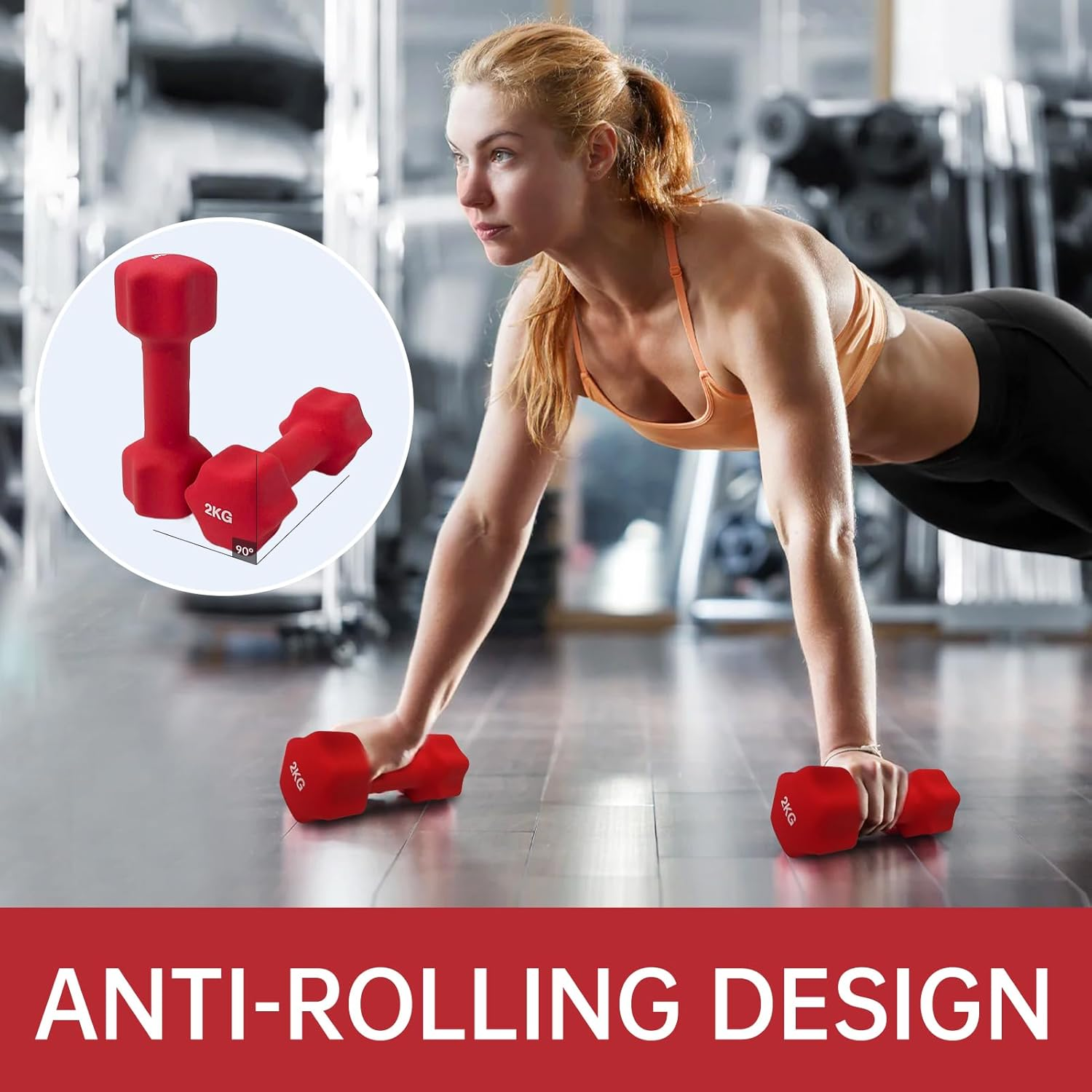 Hexagon Anti-Slip Neoprene Dumbbell Set (1KG-4KG) - Pair of Hand Weights for Men & Women,Perfect for Home Gym Strength Training, Exercise & Fitness Workouts image number 3