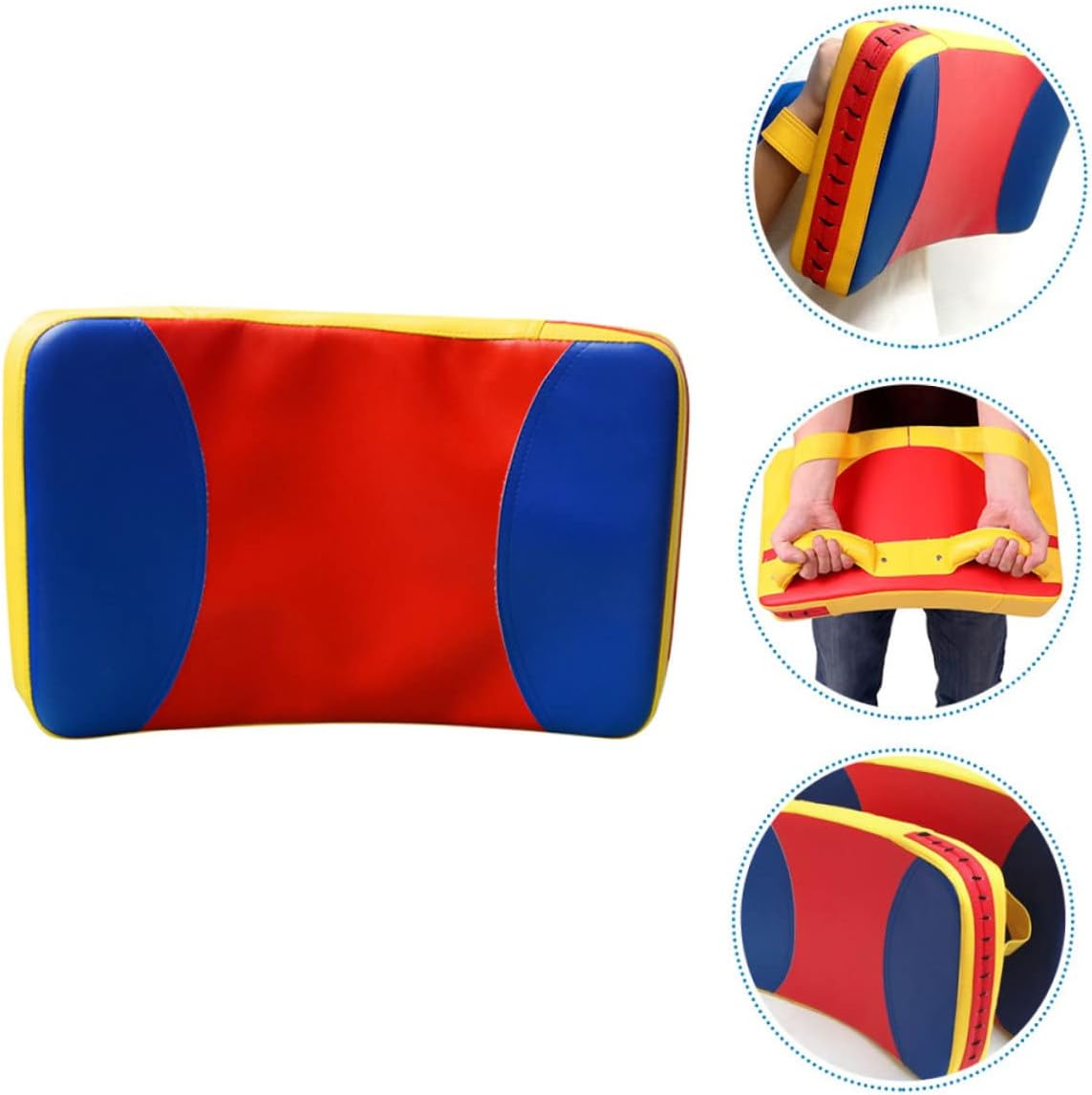Taekwondo Kick Pad and Boxing Kick Protector Arc-Shaped Thickened Training Paddle Hand Grip Large Size Triple Color for Martial Arts Kickboxing Practice image number 4