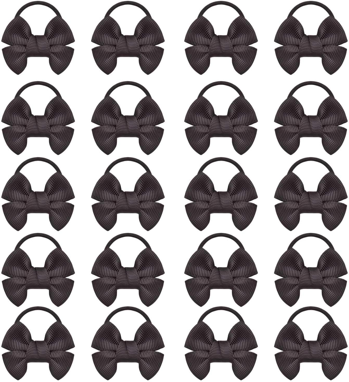 20 Pcs White Hair Accessories, White Hair Bow, Whites Bows for Hair, Girls Bobbles Bows School Bands, Elastics Hair Bands for Girls (White)