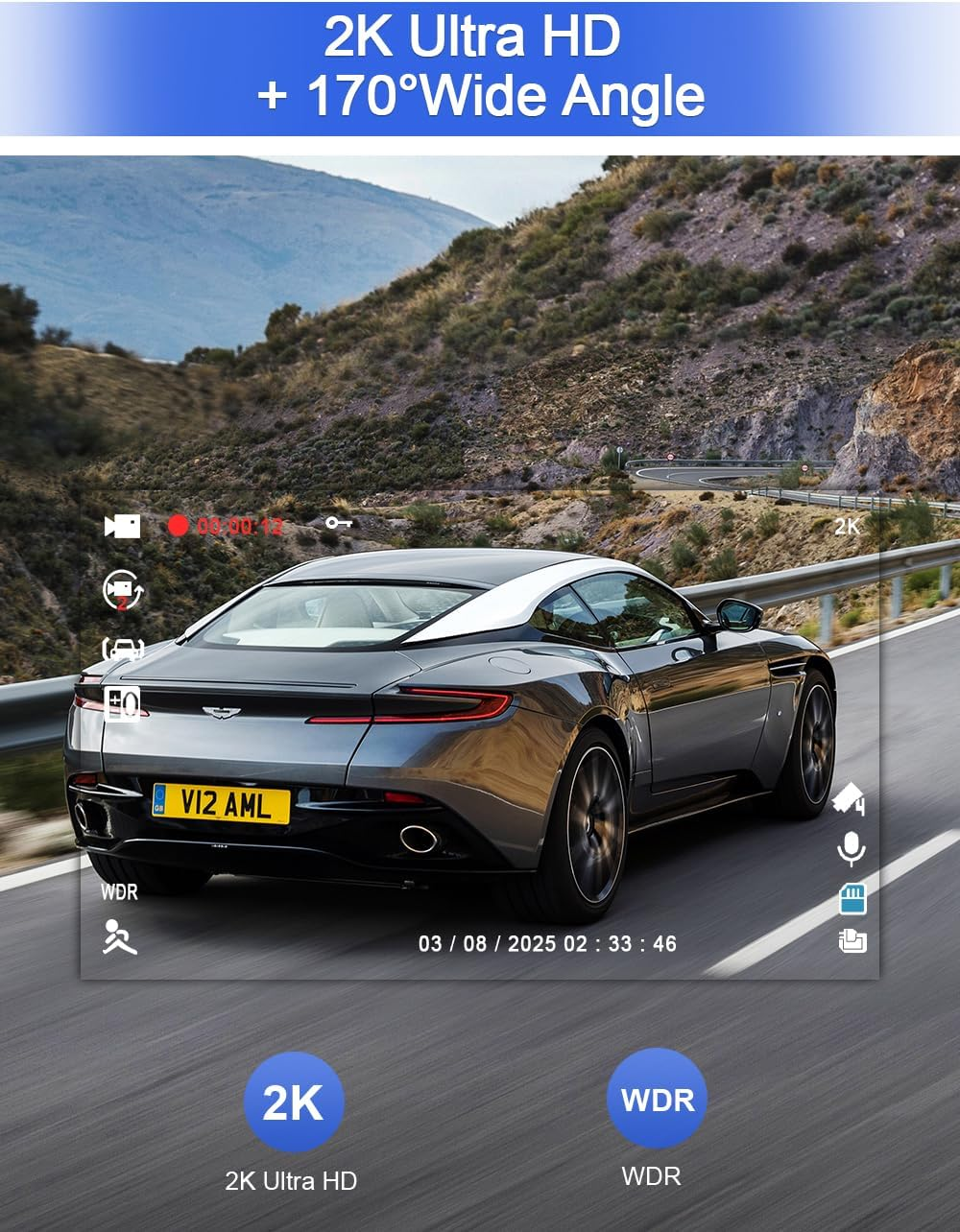 Dash Cam for Cars 2K Car Dash Camera Car Camera Recorder 3Inch Screen Dashboard Camera with 170&deg; Wide Angle, Super Night Vision, WDR, Loop Recording, Parking Monitor, G-Sensor, Motion Detection image number 6