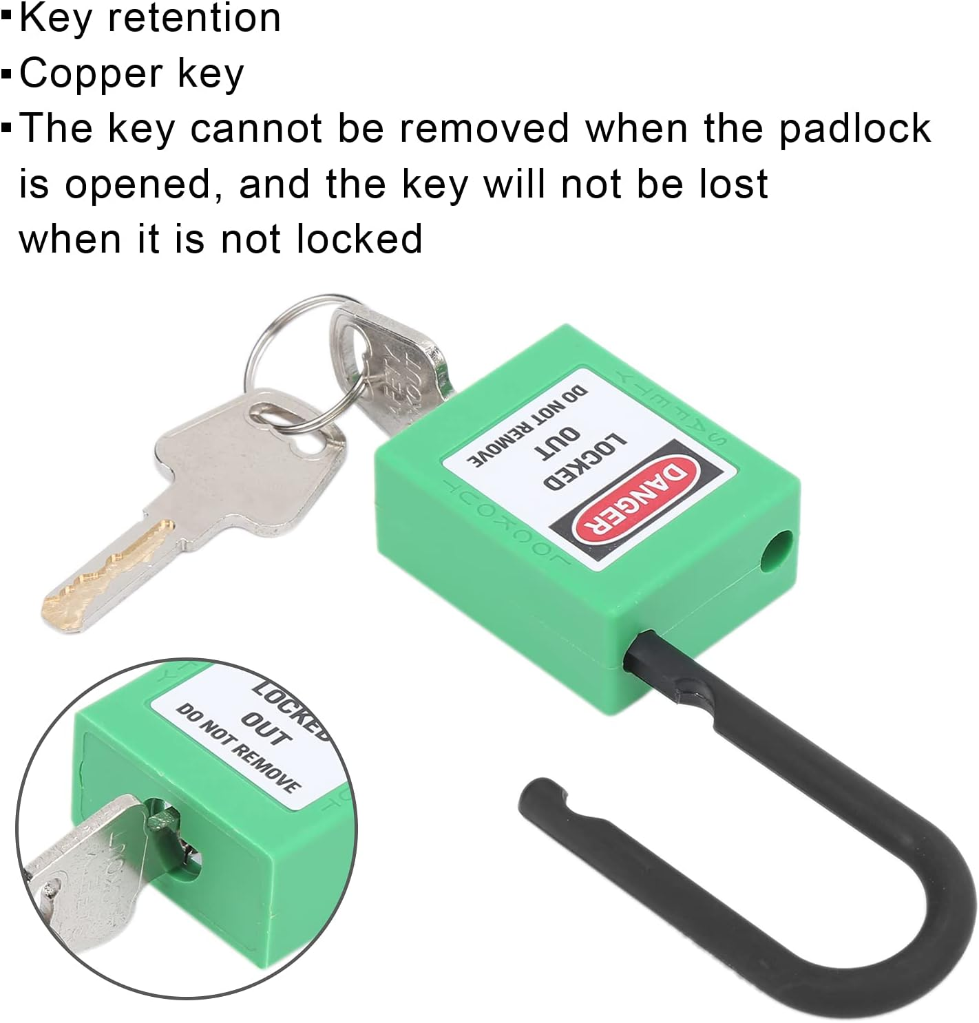 Lockout Tagout Lock, 10 Durable Lock Out Tag Out Padlocks for Industrial Use for Chemicals for Factories(Green) image number 5