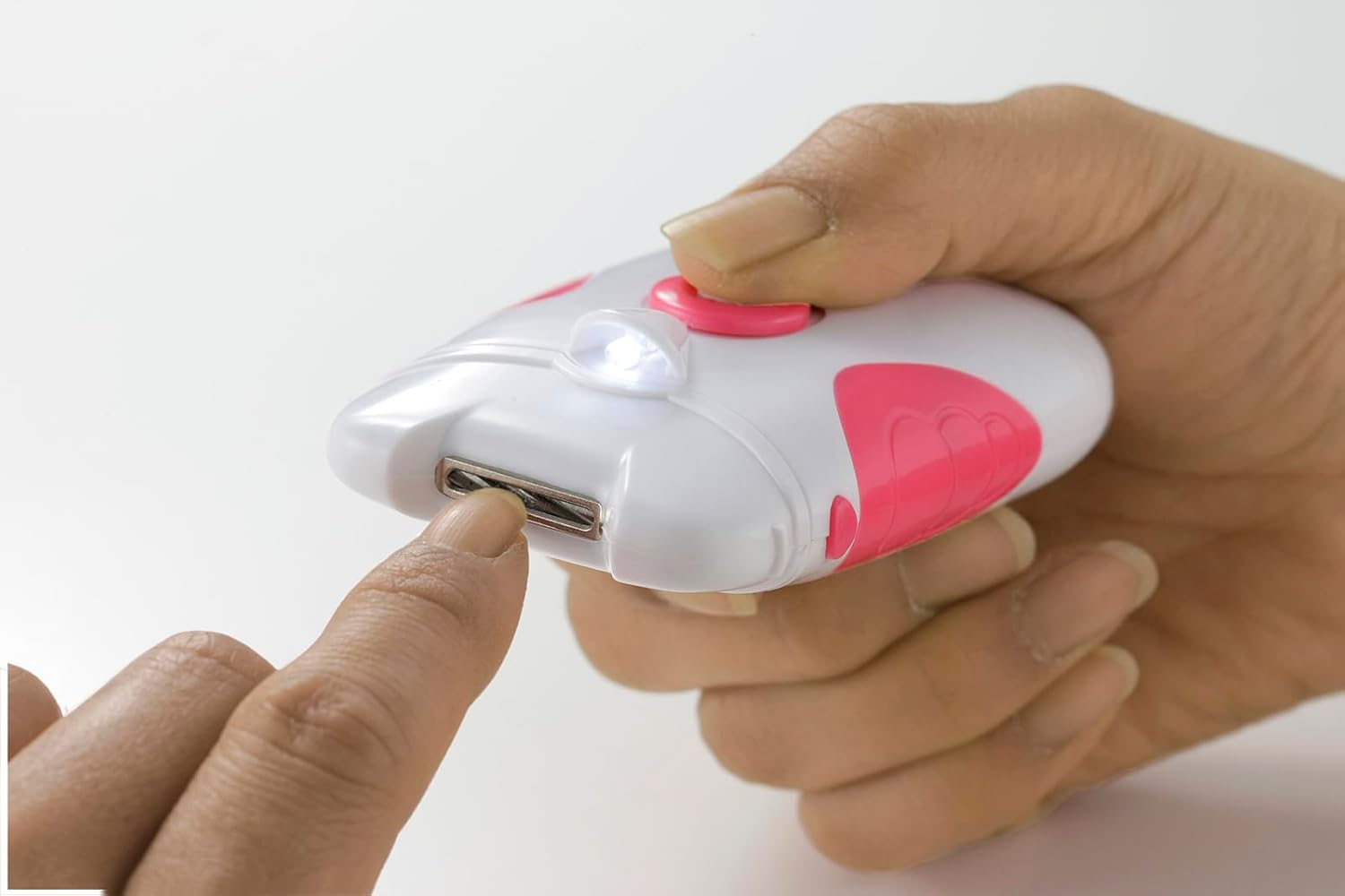 FUJIPACKS Electric Nail Clipper with LED Light - Modern Pink/White Nail Clipper image number 3