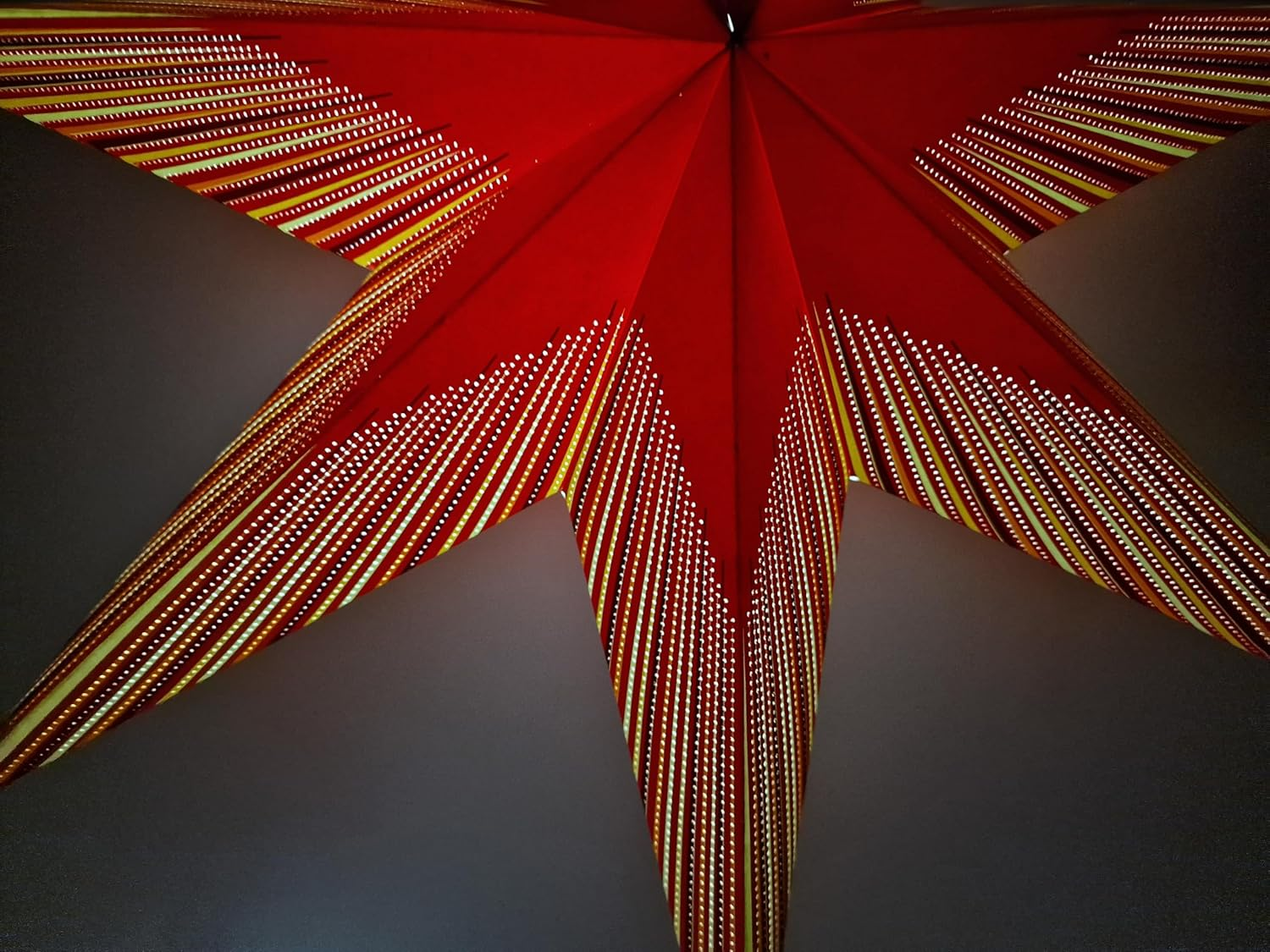 YEPSIO Paper Star Lantern Lampshade, 24 Inch, 7 Pointed Star, Foldable Hanging Decoration for Party, Wedding, Christmas (Red, Multicolour) image number 4