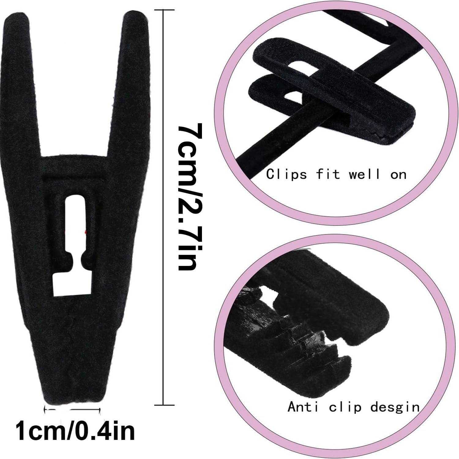 50 Pack Velvet Hangers Clips, Non-Slip Skirt Hanger Velvet Clips for Velvet Hangers, Strong Finger Clips Perfect for Thin Velvet Hangers Skirt Pant Suit Clothes, Velvet Baby Hangers Clips (Black) image number 2
