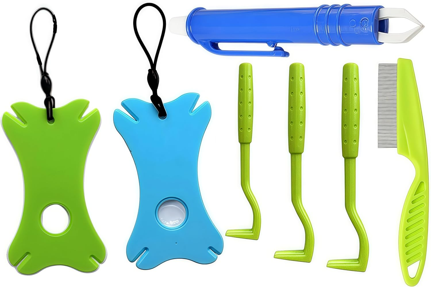 ANBOO 7-Piece Tick Removal Tool Set, 2 Tick Cards, Tick Tick Tweezers, Tick Comb, 3 Tick Hooks, Tick Card with Magnifying Glass, for People, Children, Dogs, Cats, Ideal for Outdoor Activities