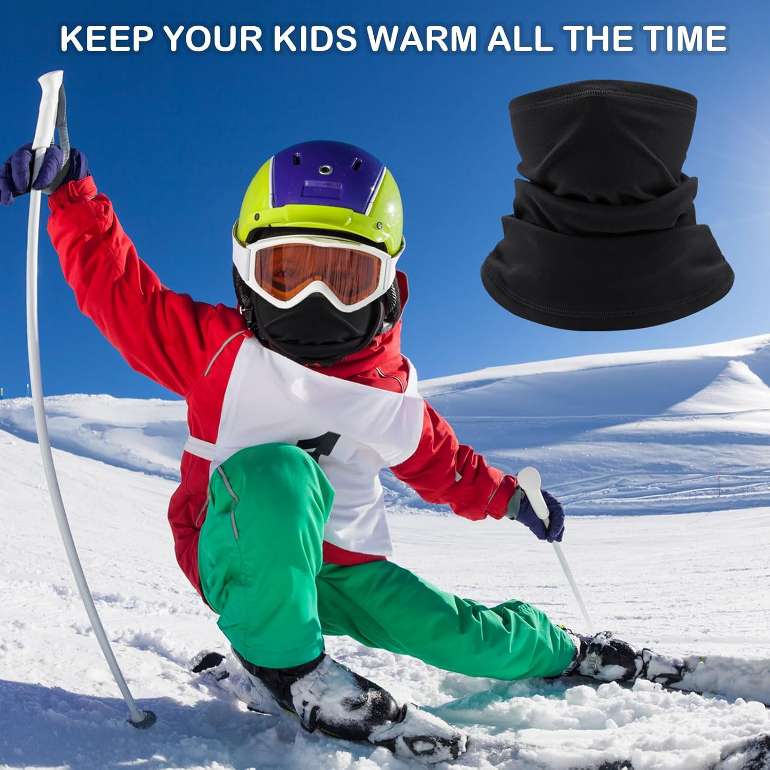 SKHAOVS 3 Pack Winter Kids Neck Warmer, Kids Neck Scarves for Boys Girls, Kids Snood Kids Neck Warmer, Kids Scarf Toddler Scarf Kids Snood Scarf Windproof Warm Scarf for Outdoor Sports image number 3