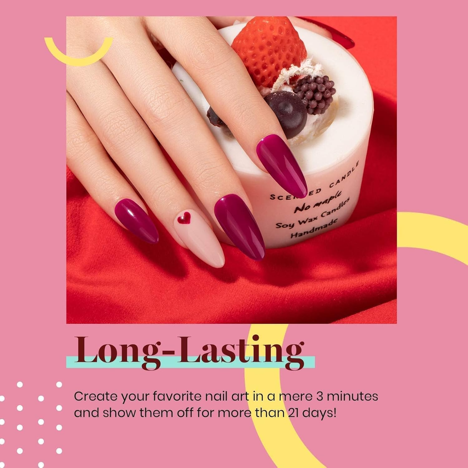 Beetles Burgundy Red Gel Nail Polish, 15Ml Dark Wine Colour Gel Polish, Soak off UV LED Nail Art for Winter Manicure DIY image number 4